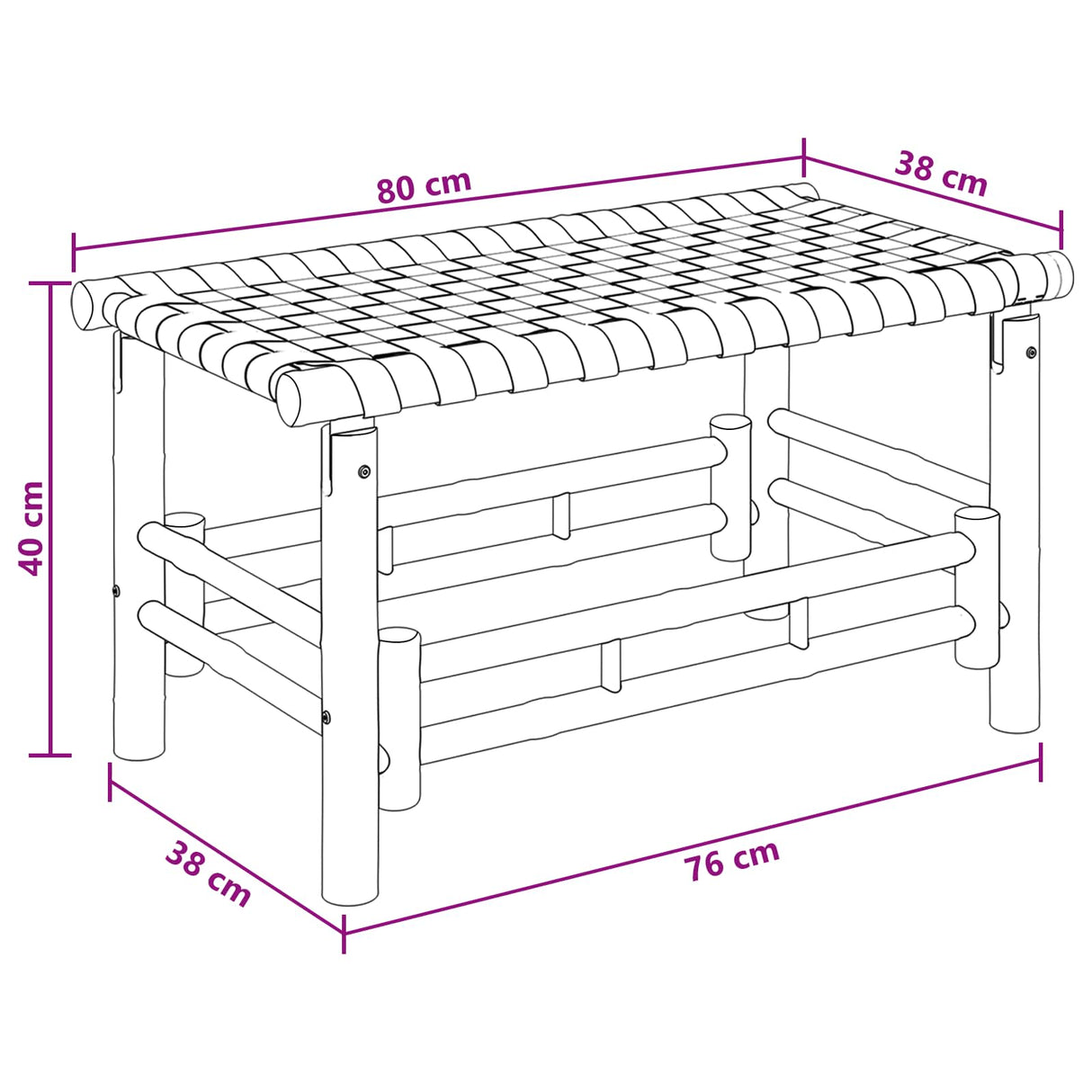 vidaXL Tuinbank 80 x 38 x 40 cm Bamboe Naturel Rechthoekig