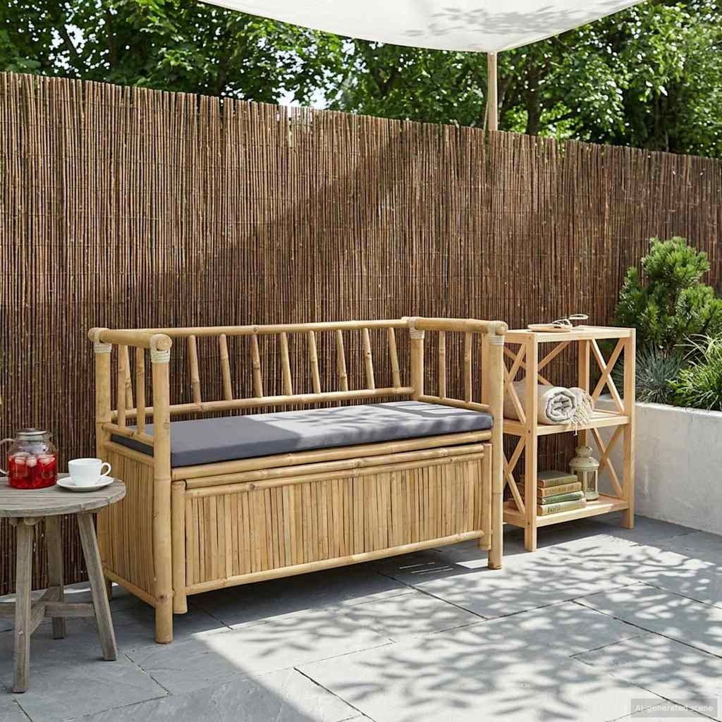 vidaXL Garden Storage Bench 110 x 47 x 80 cm Bamboo Natural Rectangular