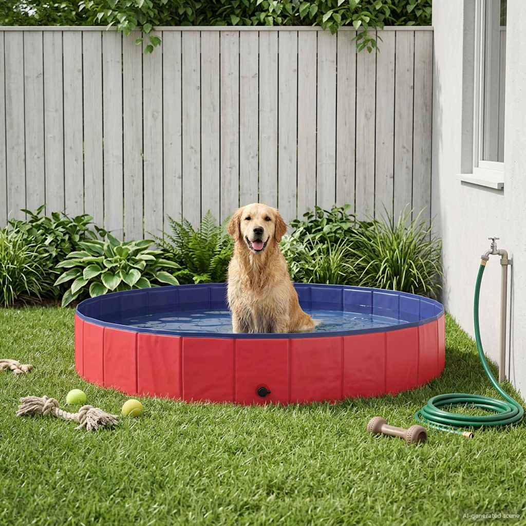 vidaXL Foldable Dog Pool 80x20 cm PVC Red