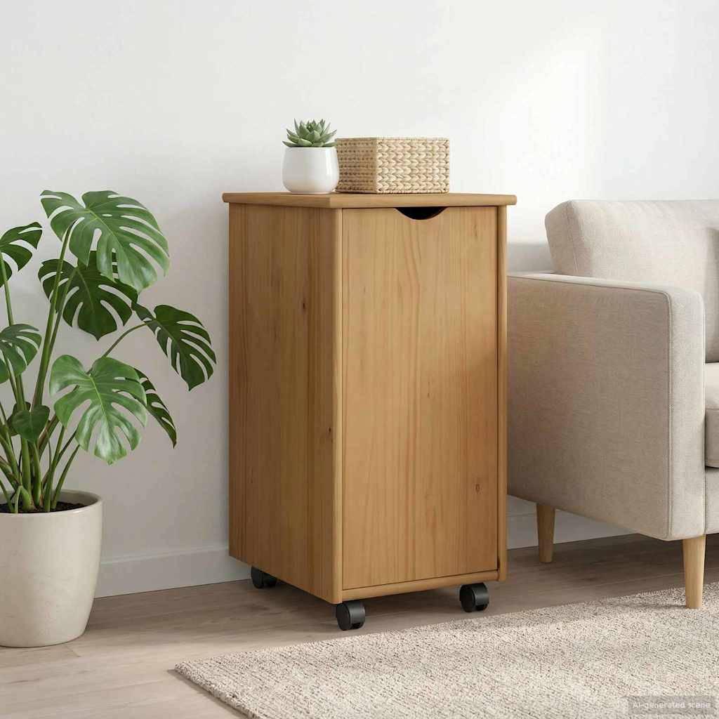 vidaXL Rollende kast Honing bruin 34 x 39 x 65,5 cm Massief vurenhout