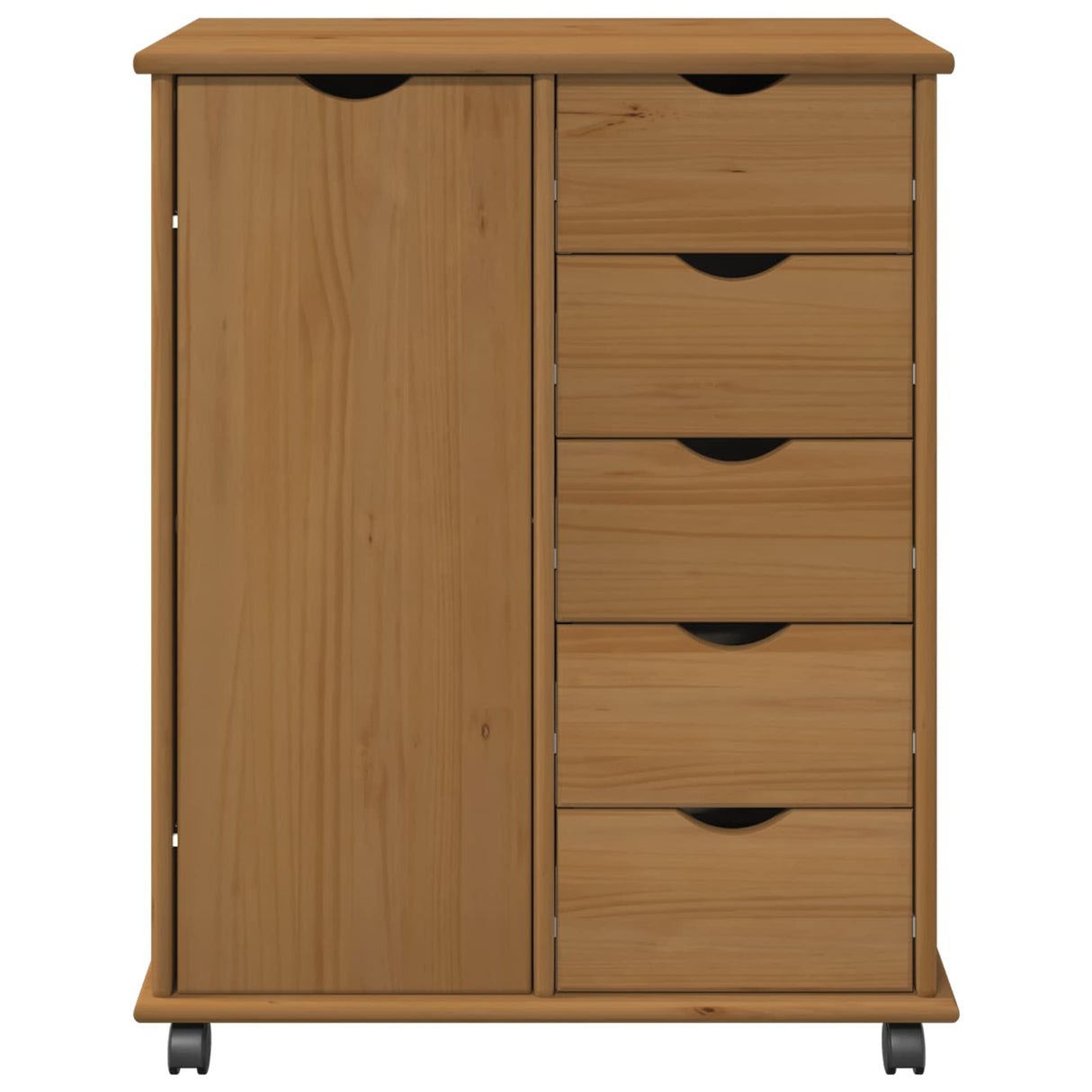 vidaXL Rolling Cabinet Honey Brown 63.5 x 39 x 79 cm Solid Pinewood