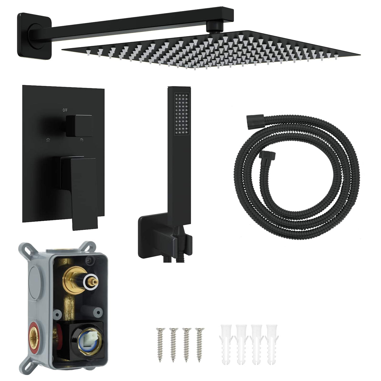 vidaXL Concealed Shower System (Square) silver Stainless steel 201