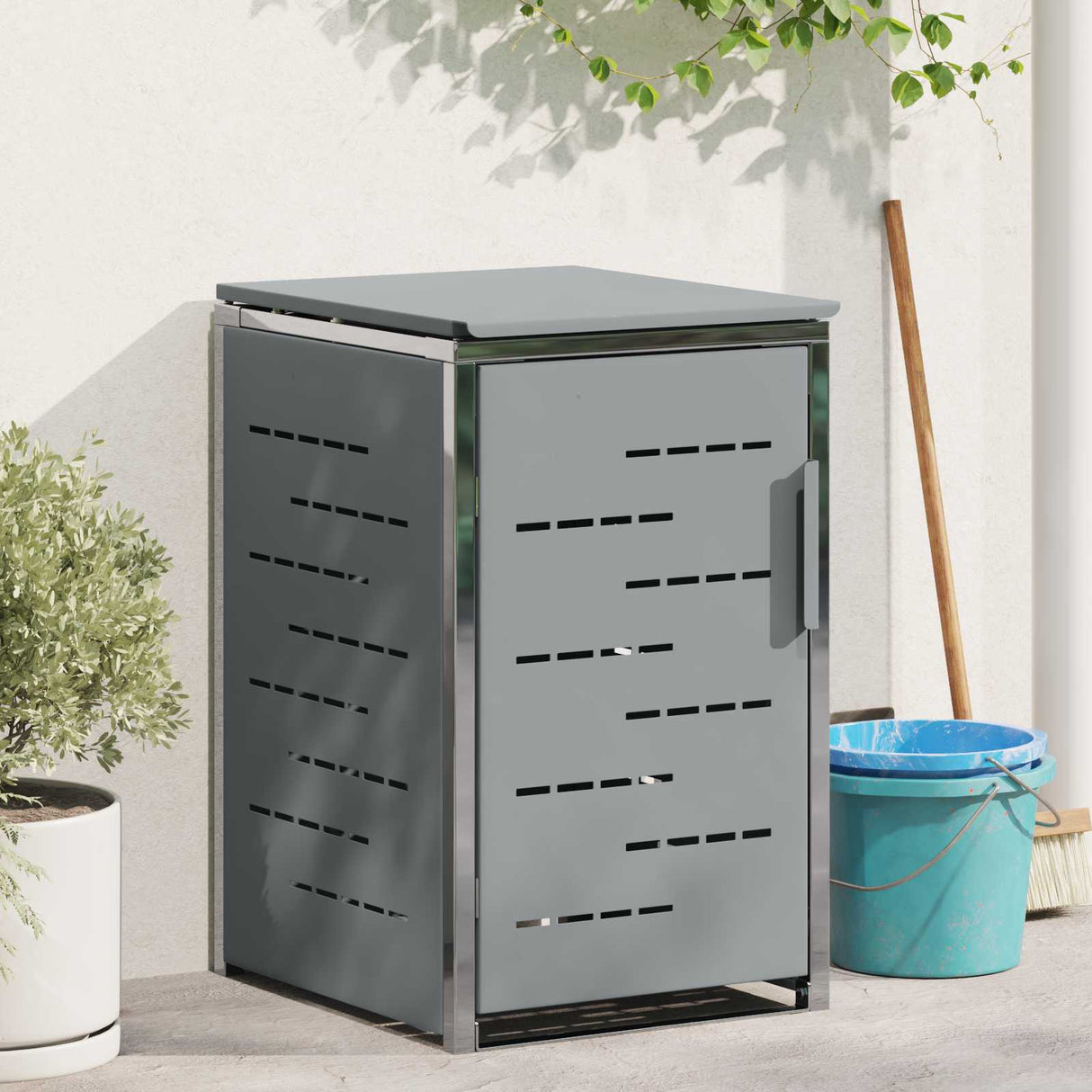 vidaXL Afvalbak Opslag Zwart 138 x 77,5 x 112,5 cm Roestvrij staal