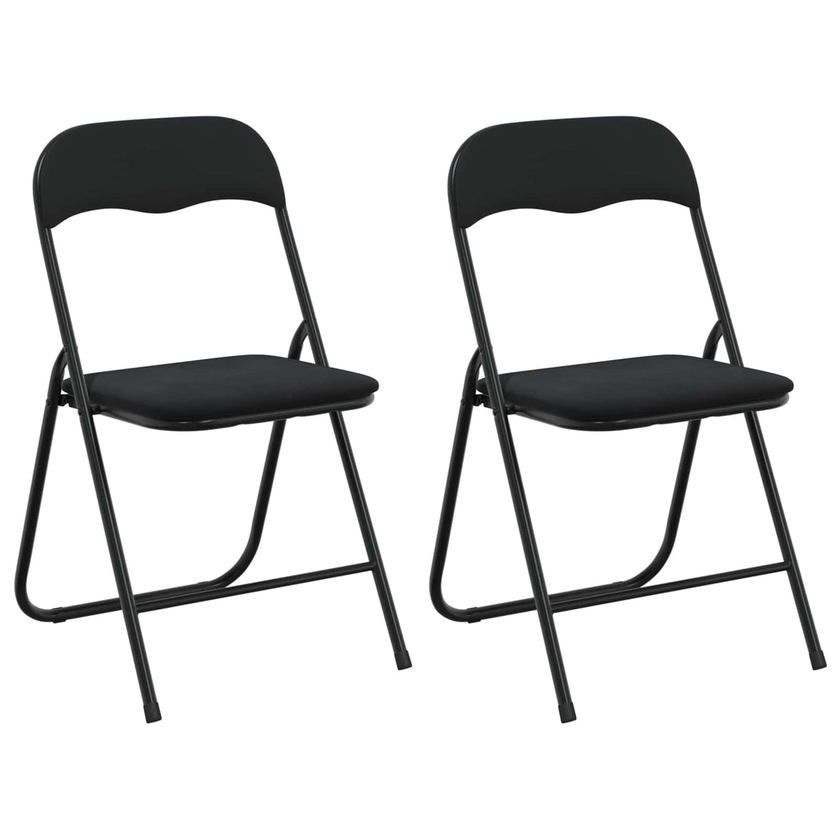 vidaXL Inklapbare stoel 2 pcs Zwart 48 x 44 x 78 cm Fluweel