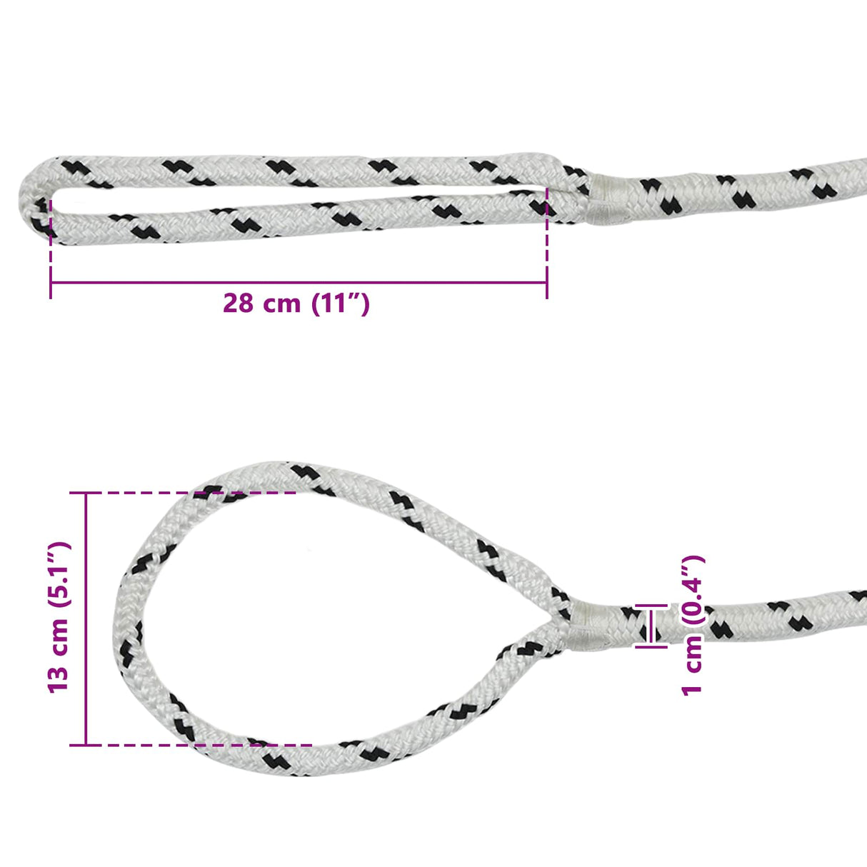 vidaXL Boottouw 6 m 1 Wit en zwart Polyester