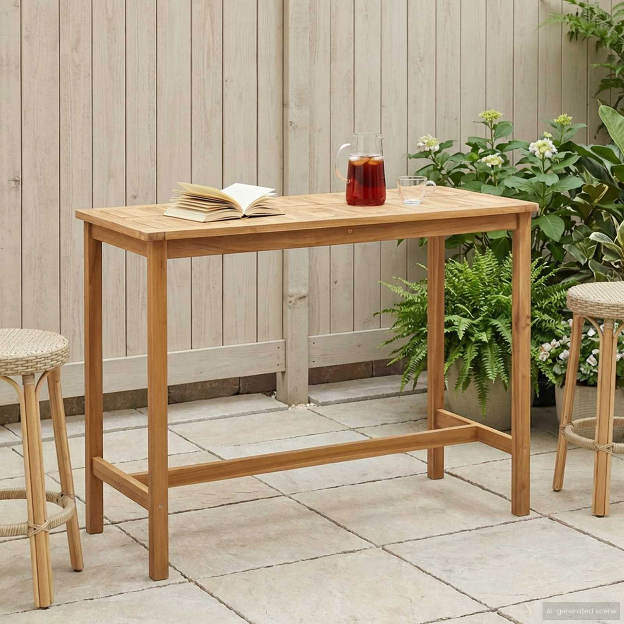 vidaXL Bartafel Naturel 60 x 60 x 105 cm Massief Teakhout