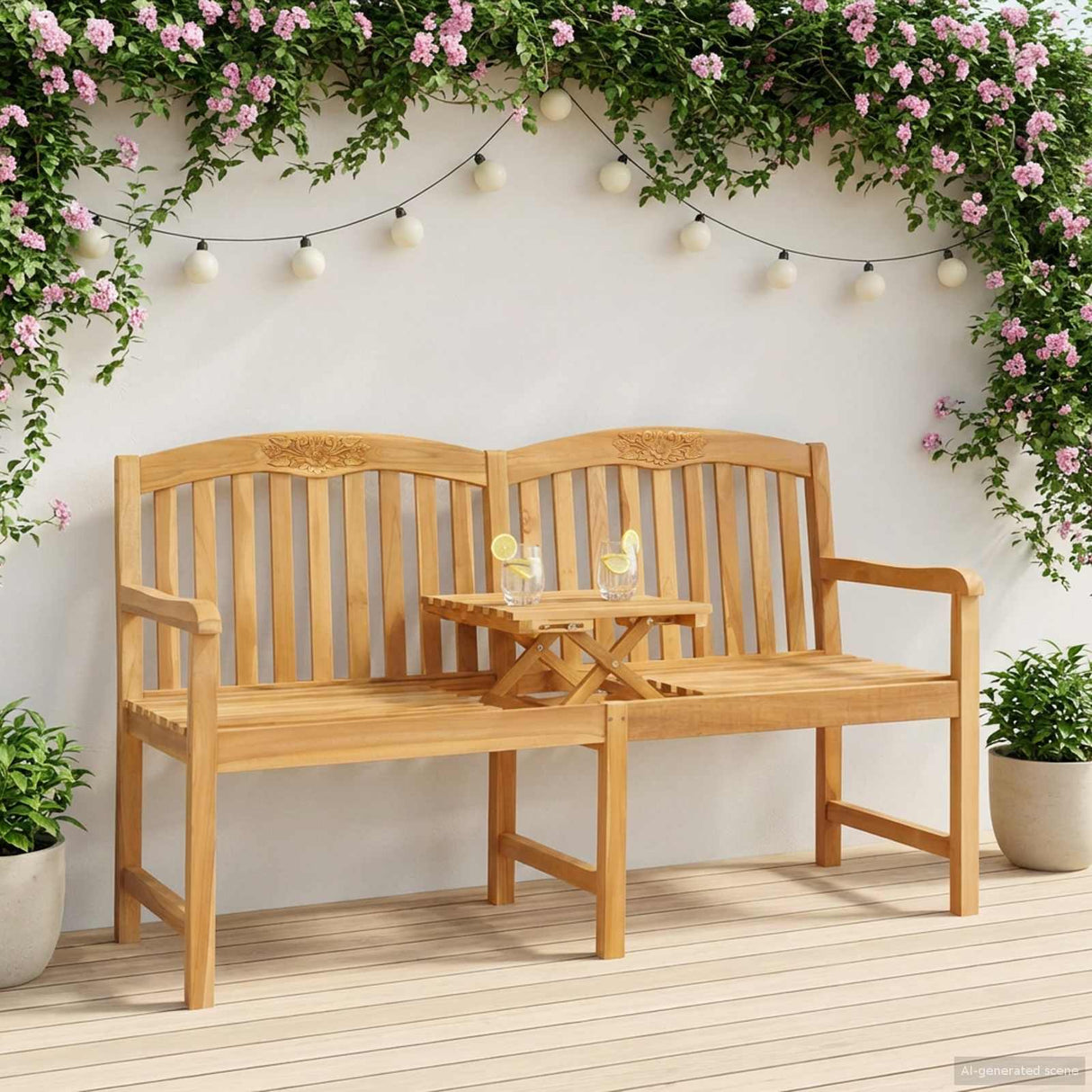 vidaXL Handmade Rose Bench 150.5 x 60 x 95 cm Solid Teakwood