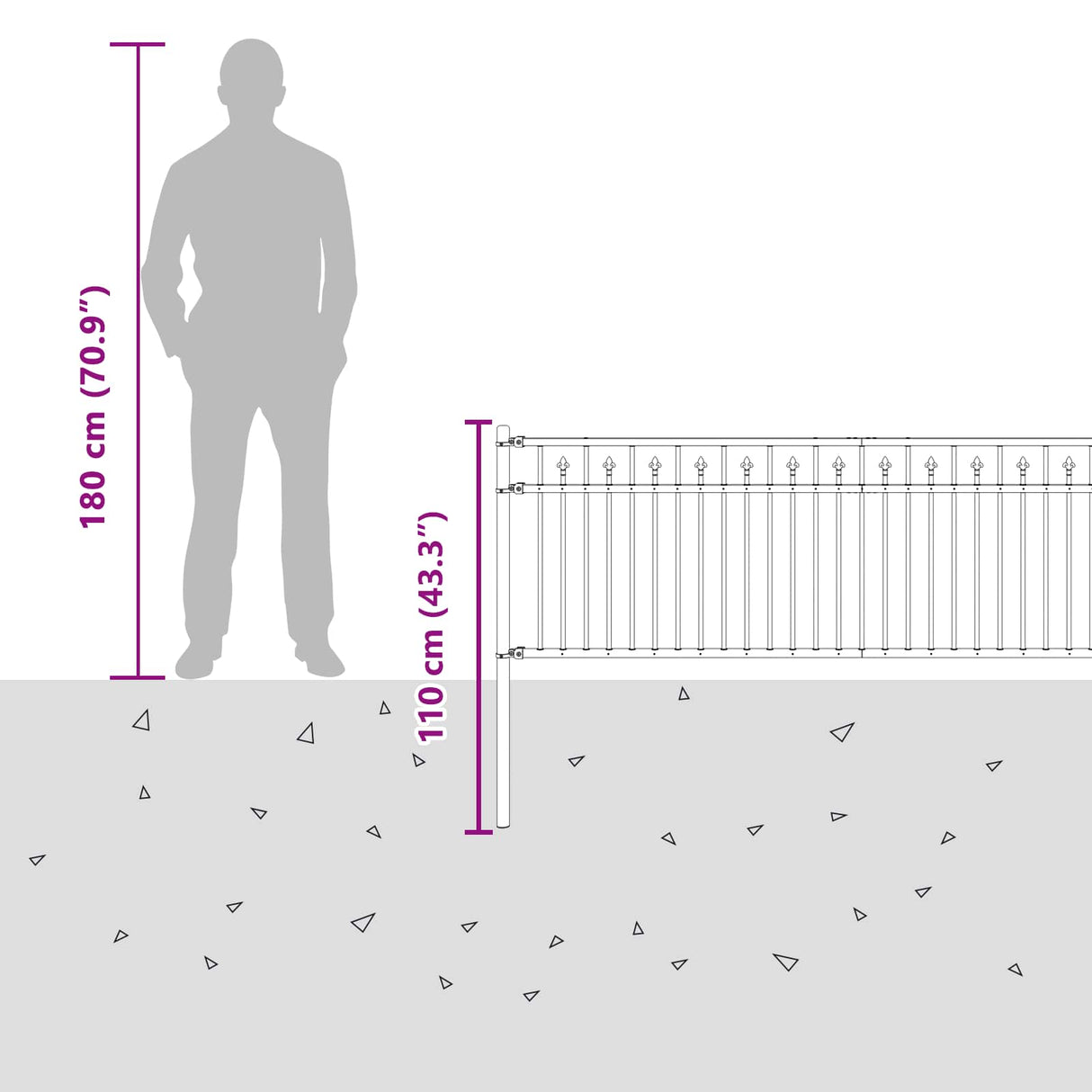 vidaXL Spike Fence BAARLO Black