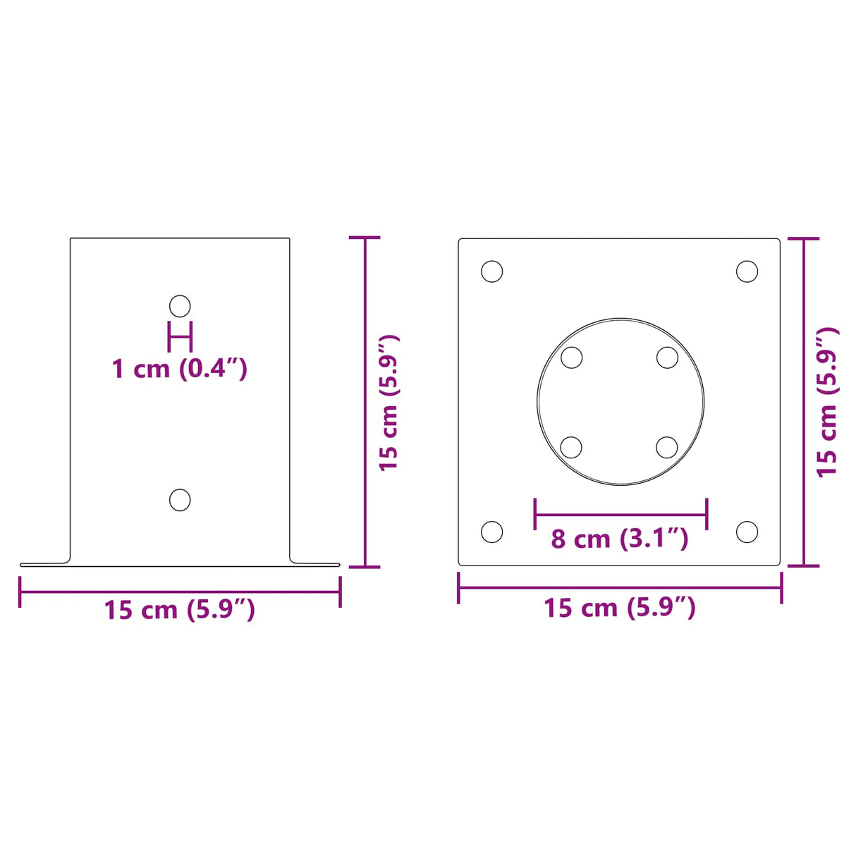 vidaXL Ronde Grondanker 4 pcs Zilverkleurig 15 x 15 x 15 cm Metaal