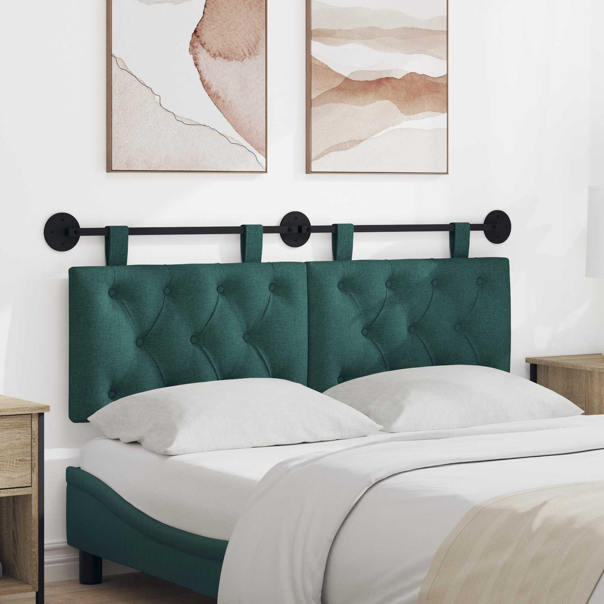 vidaXL Tête de lit suspendue Jean bleu 90 x 55 x 7 cm Tissu