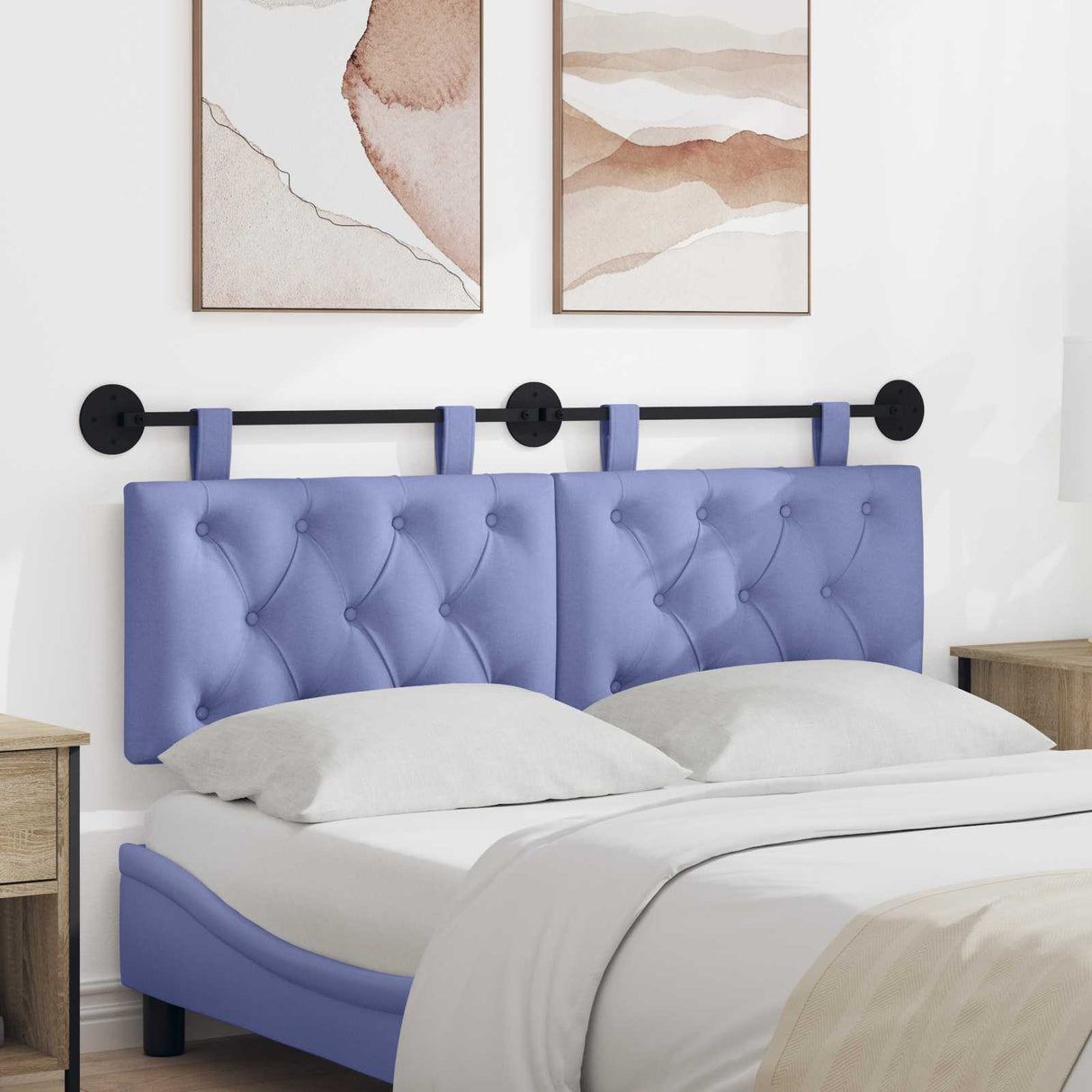 vidaXL Tête de lit suspendue Jean bleu 90 x 55 x 7 cm Tissu