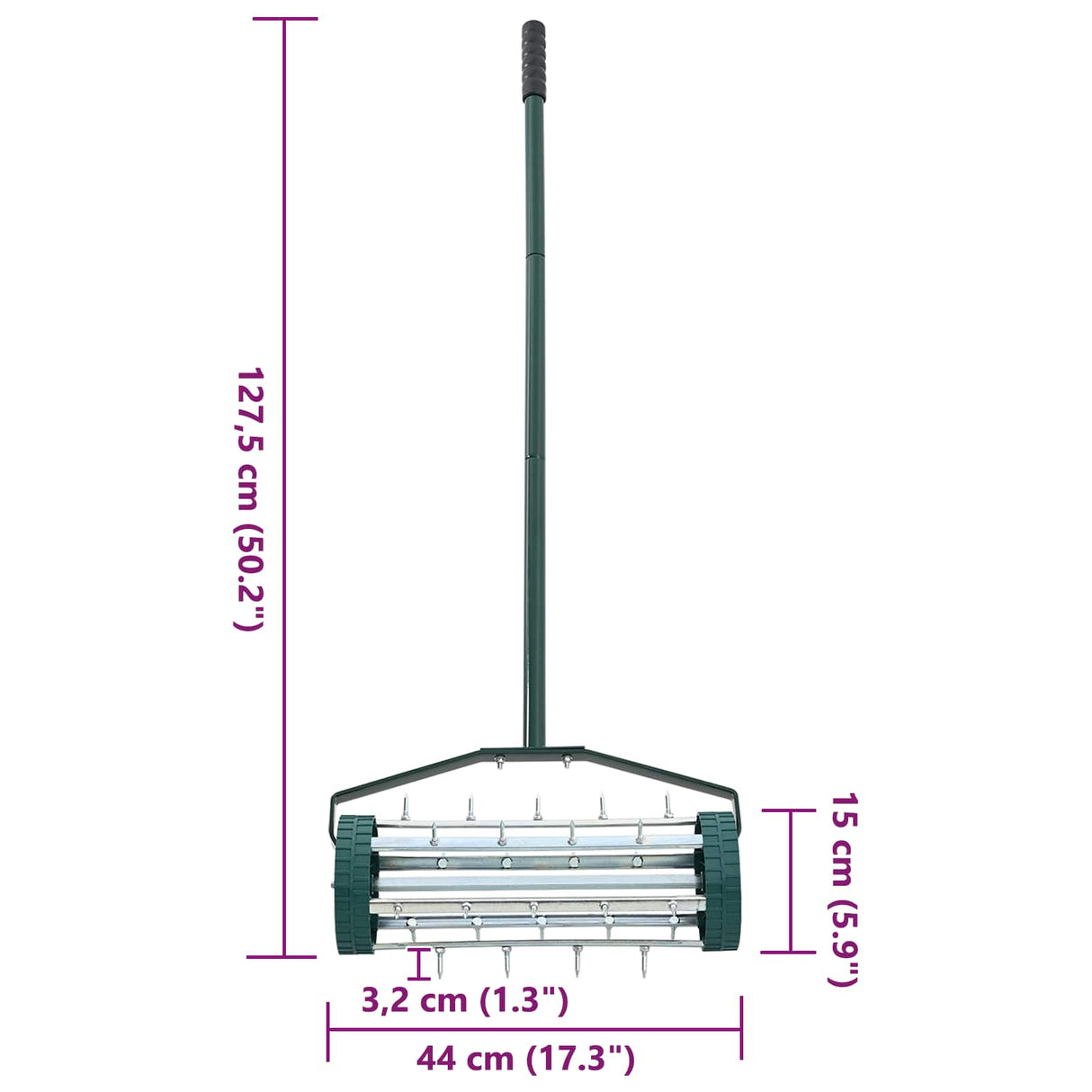 vidaXL Grasroller om te trekken met beluchtingsklemmen Groen
