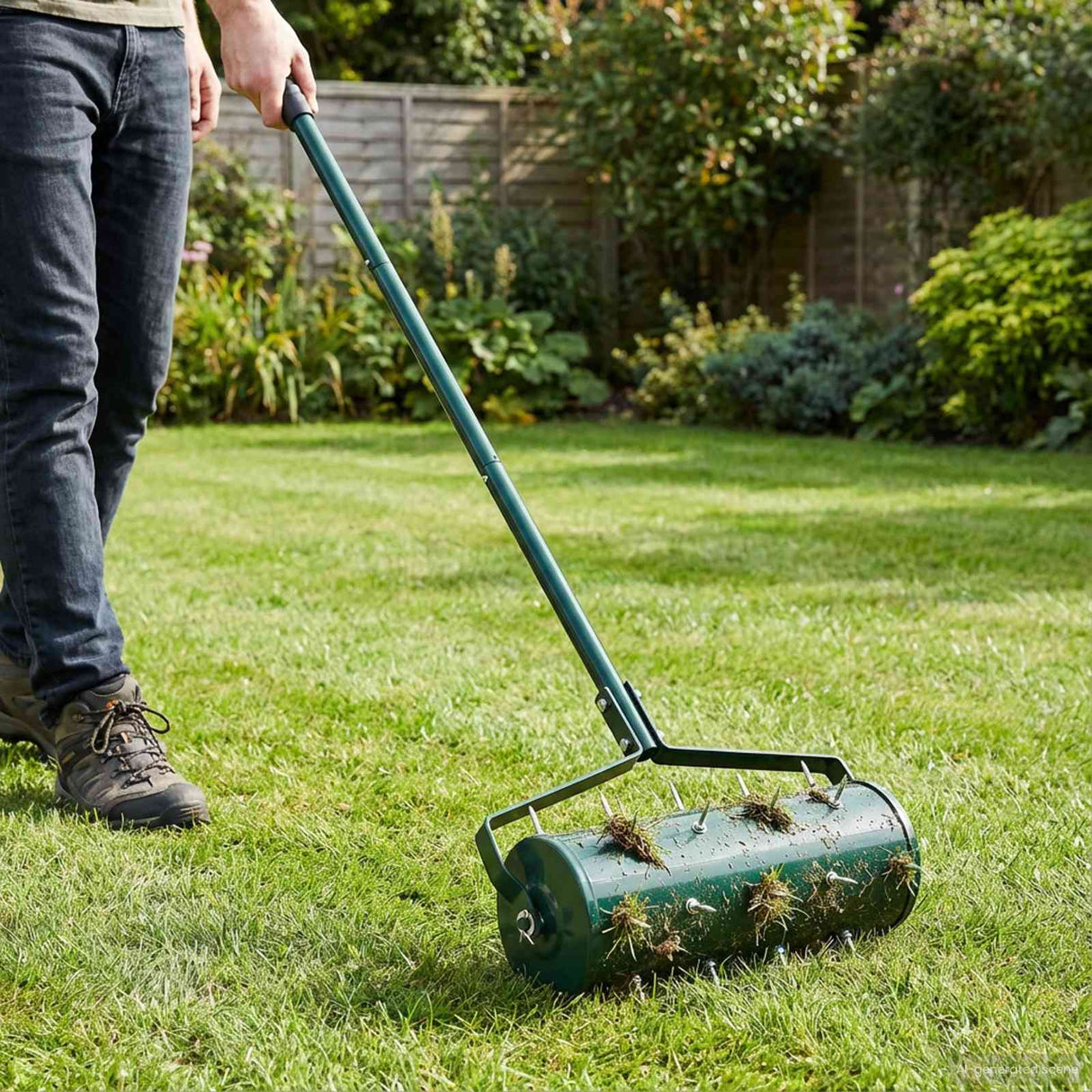 vidaXL Grasroller om te trekken met beluchtingsklemmen Groen