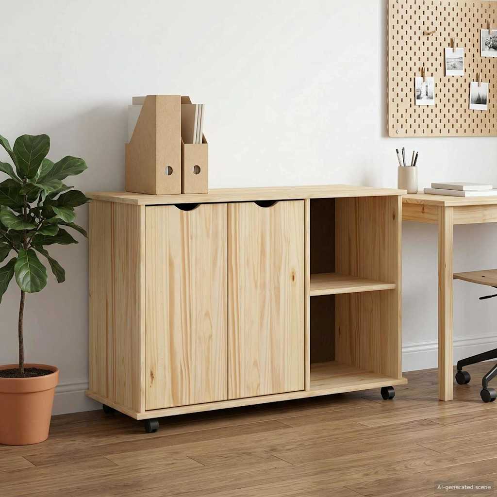 vidaXL Rollende kast Honing bruin 100 x 39 x 65,5 cm Massief vurenhout