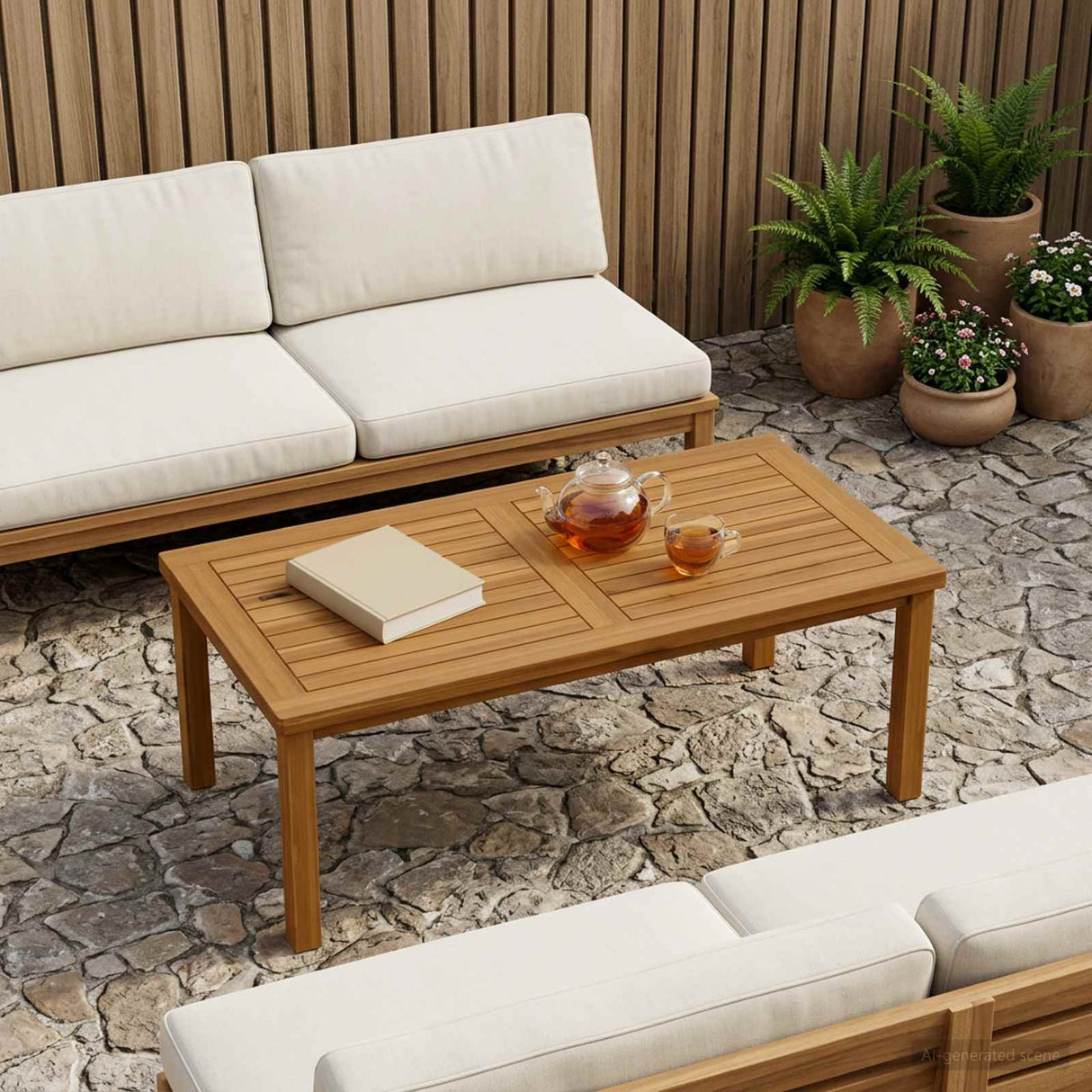 vidaXL Tabletop Rectangular Solid Teak Natural