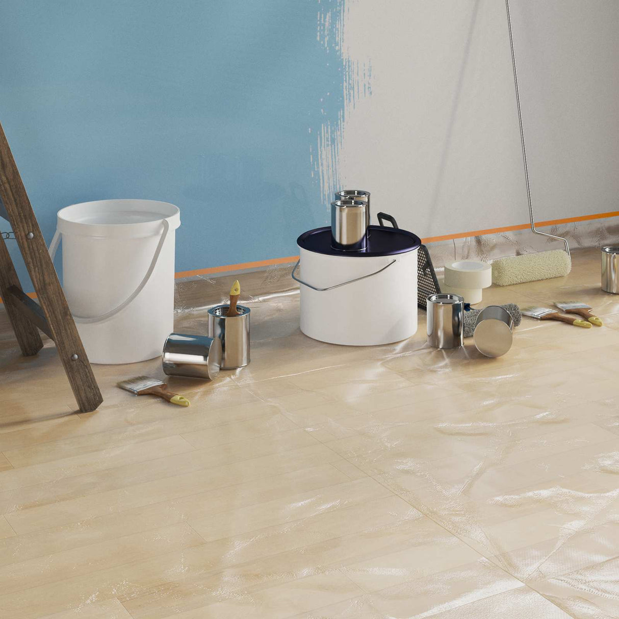 vidaXL Dust Sheet with Adhesive Tape 6 pcs Transparent 30 x 3300 cm HDPE