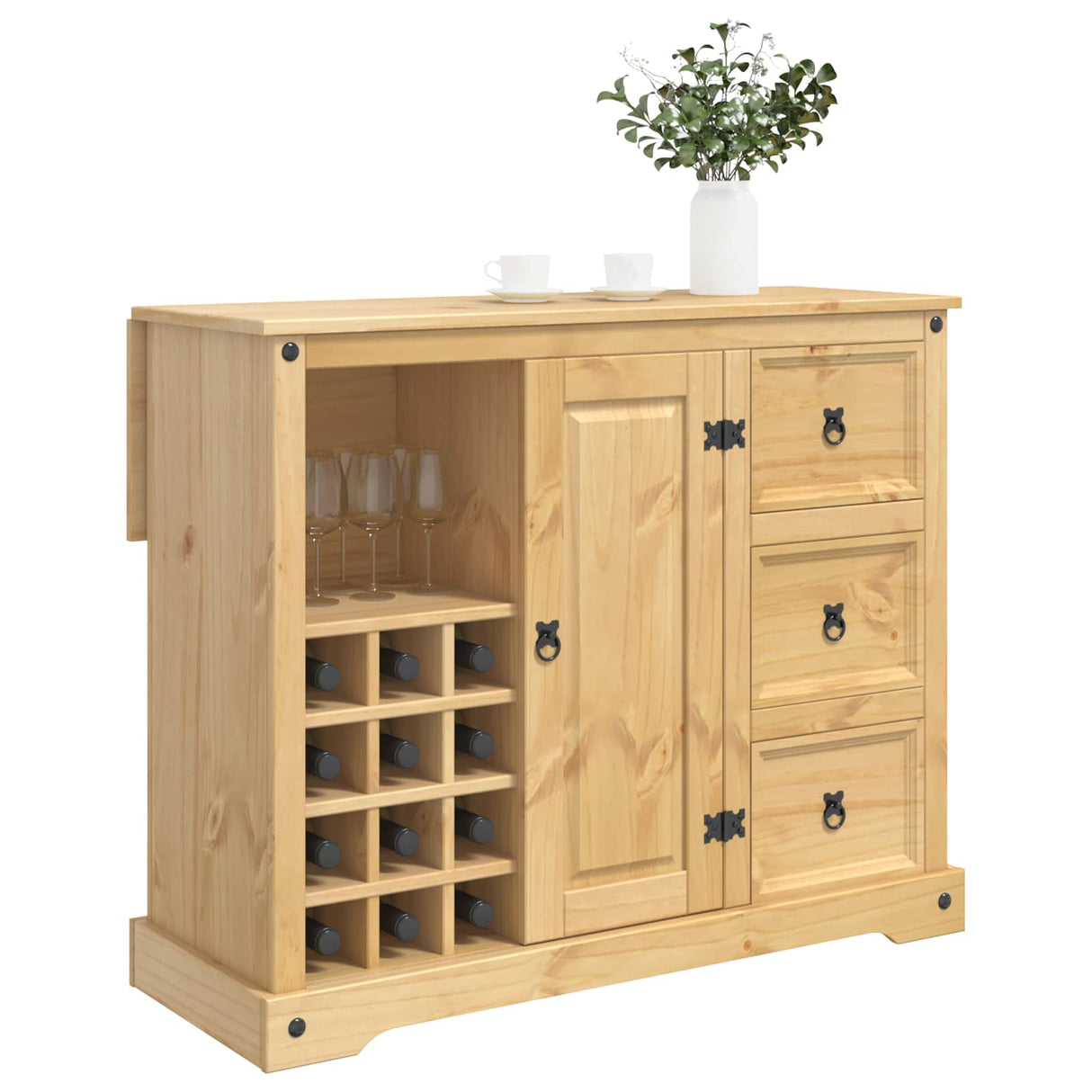 VidaXL Kitchen Storage Honey Wax 112 x 70 x 91.5 cm Solid Pine