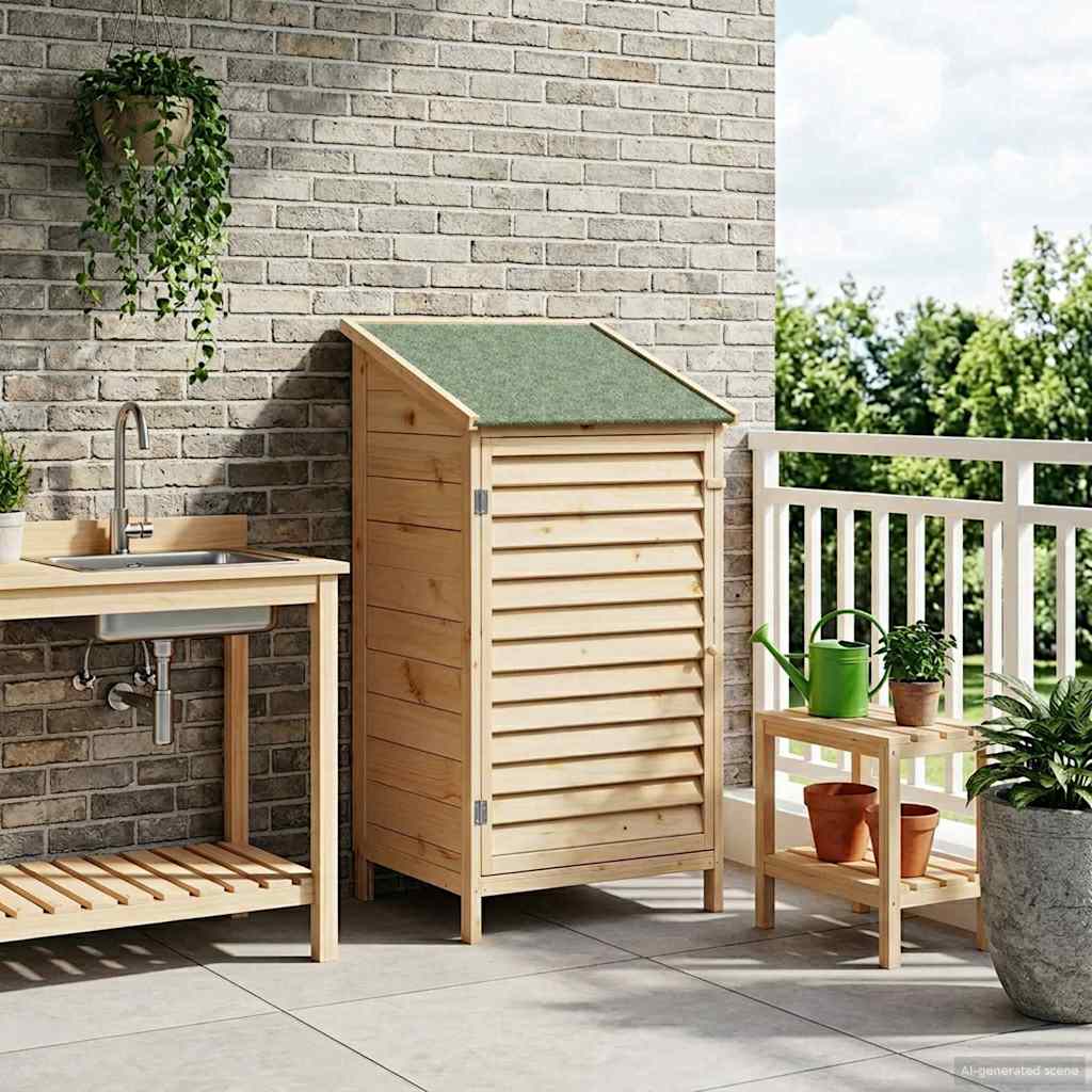 vidaXL Tuin Shed met dak Naturel 59 x 56 x 113,5 cm Massief Vurenhout