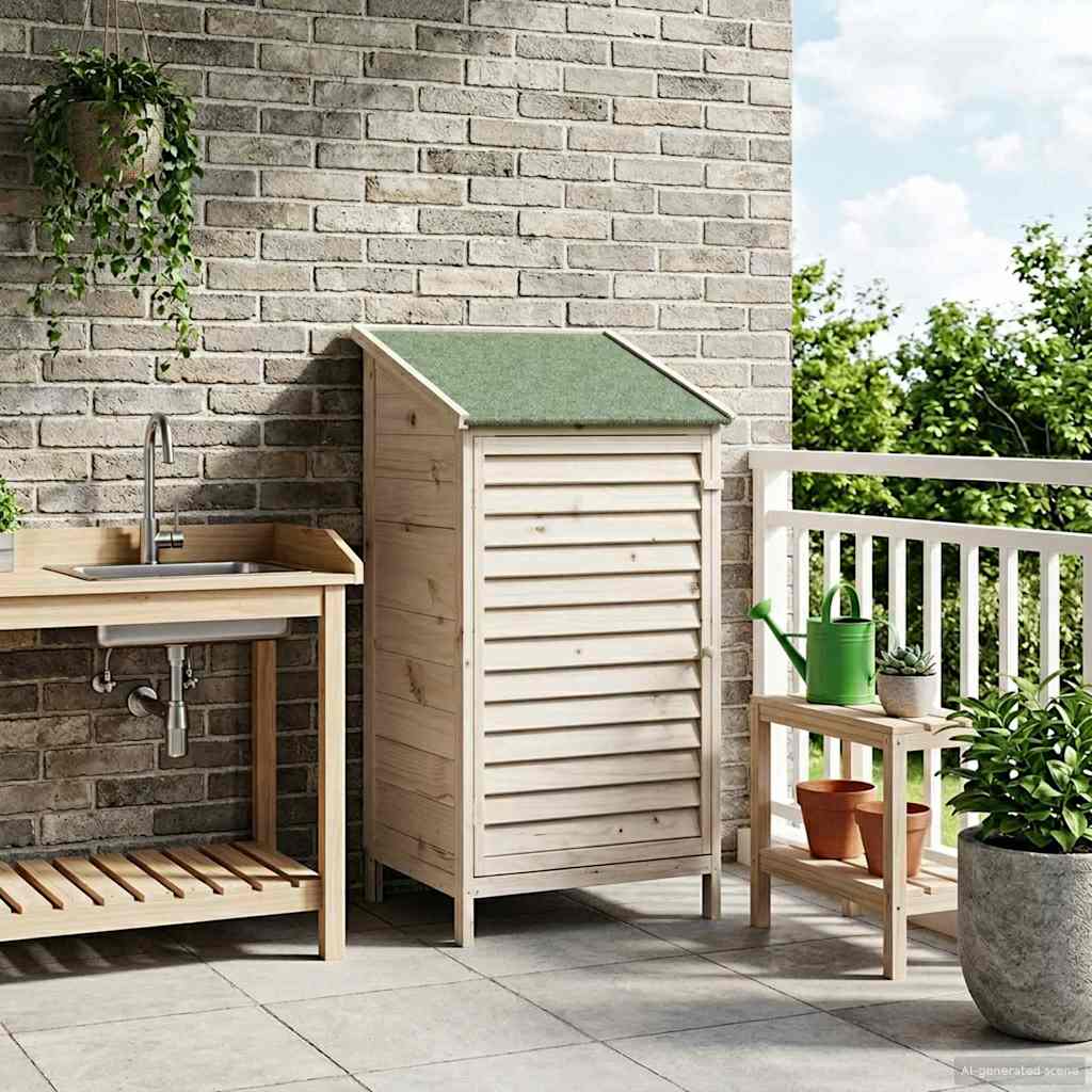 vidaXL Tuin Shed met dak Naturel 59 x 56 x 113,5 cm Massief Vurenhout