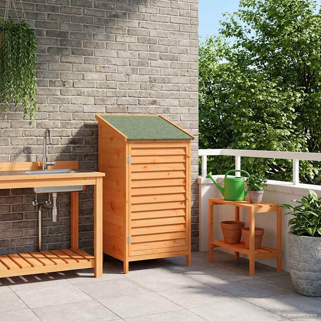 vidaXL Tuin Shed met dak Naturel 59 x 56 x 113,5 cm Massief Vurenhout