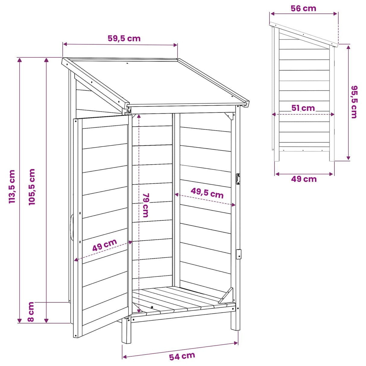 vidaXL Tuin Shed Naturel 59,5 x 56 x 113,5 cm Massief Vurenhout