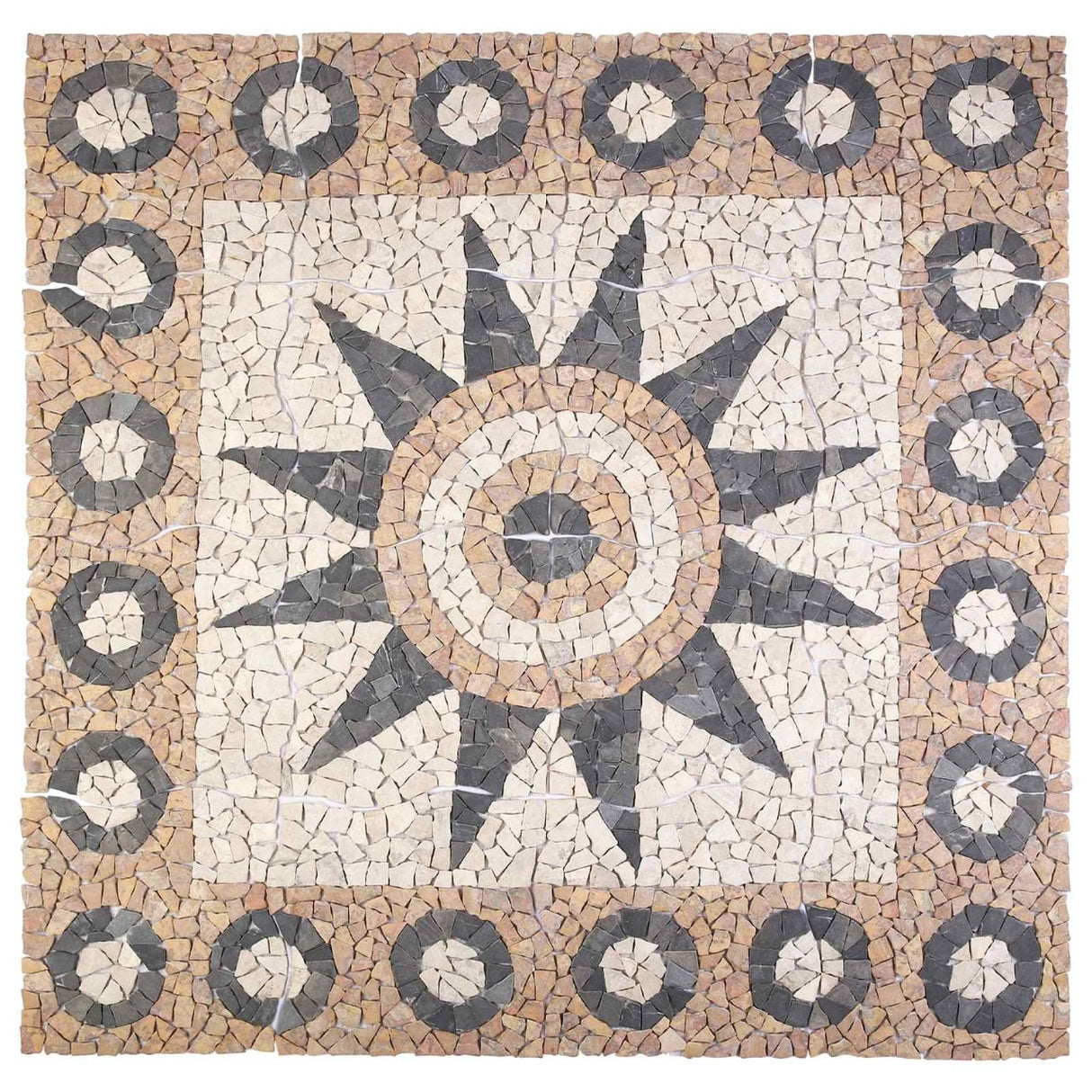 vidaXL Mosaic Tegels Bloem Patroon Meerkleurig 120 x 120 cm Marmer