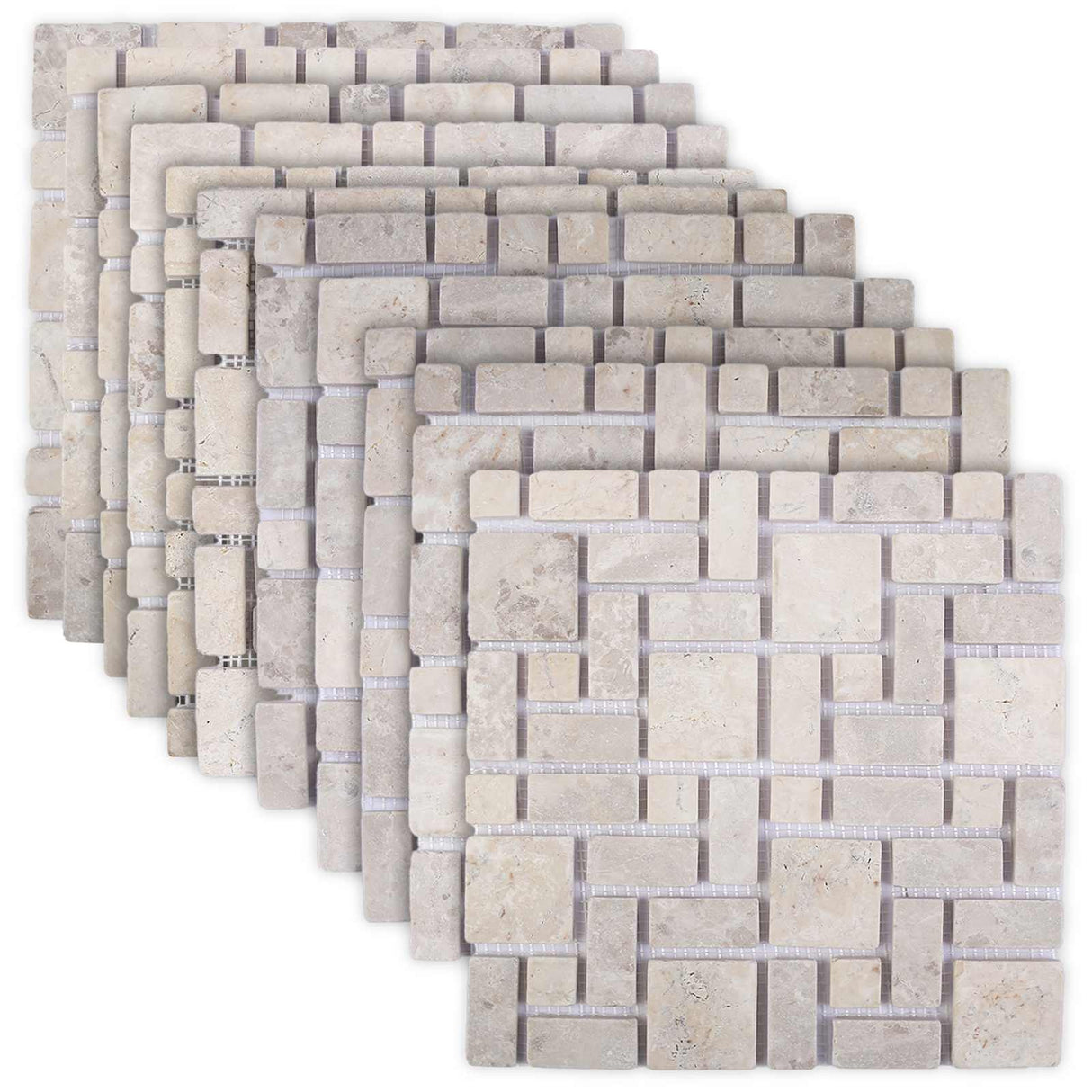 vidaXL Mozaïektegels Crèmekleurig 30 x 30 cm Marmer