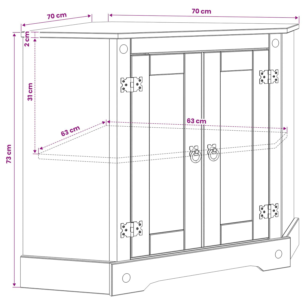 vidaXL Aquarium Stand CORONA Bruin 70 x 70 x 73 cm 300 kg