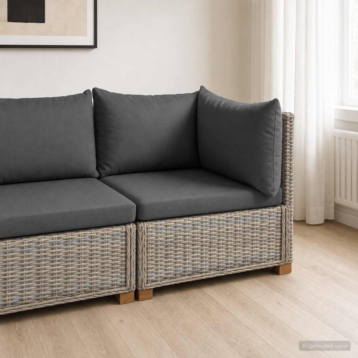 vidaXL Hoeksofa met kussens GENDT Natuurlijk Riet Naturel