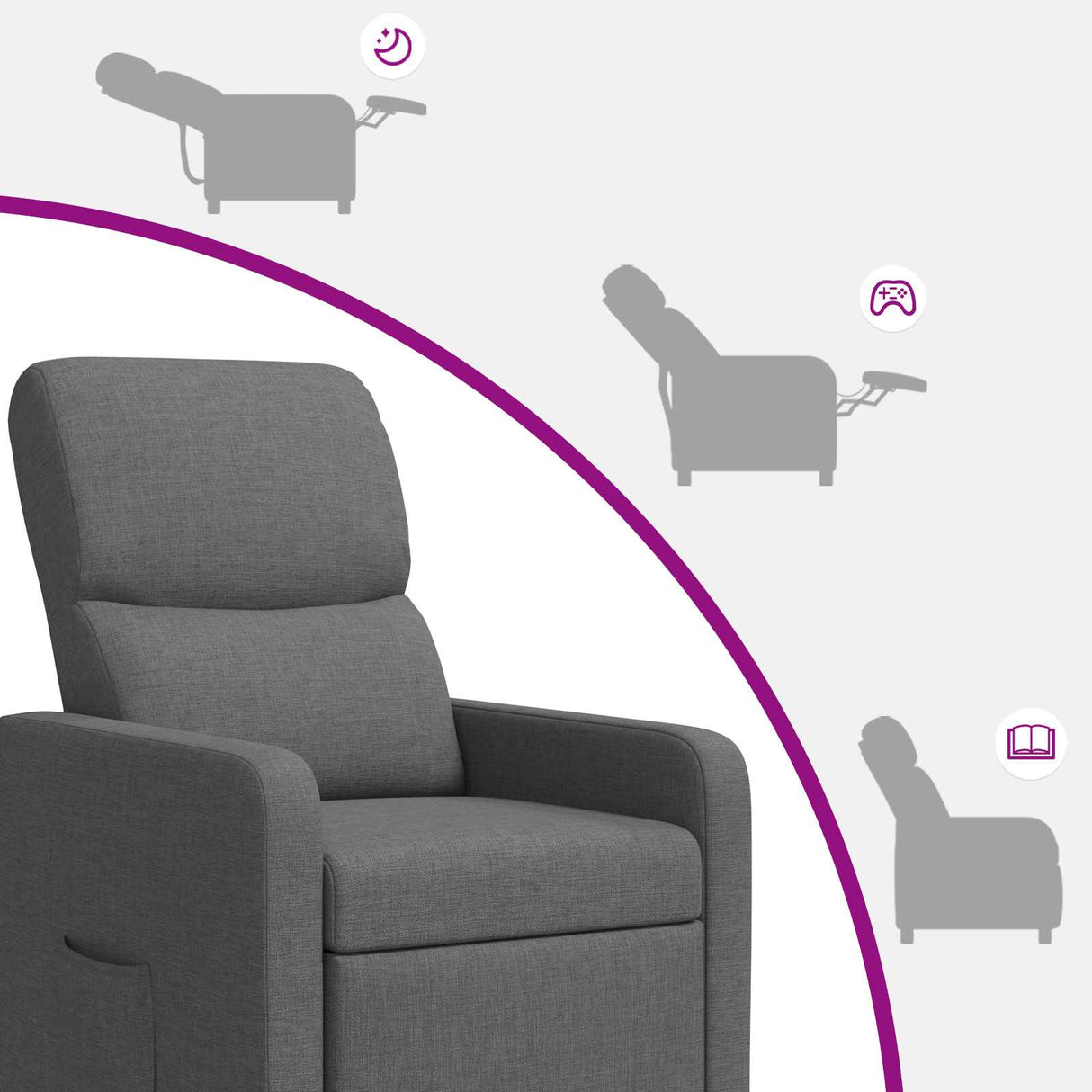 vidaXL Recliner Light Grey Fabric
