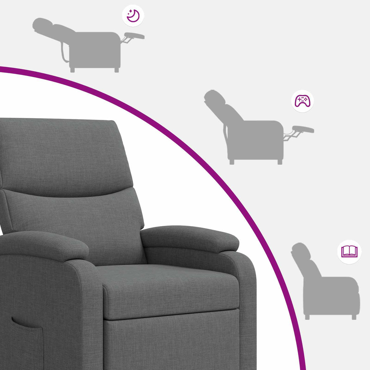 vidaXL Recliner Light Grey Fabric