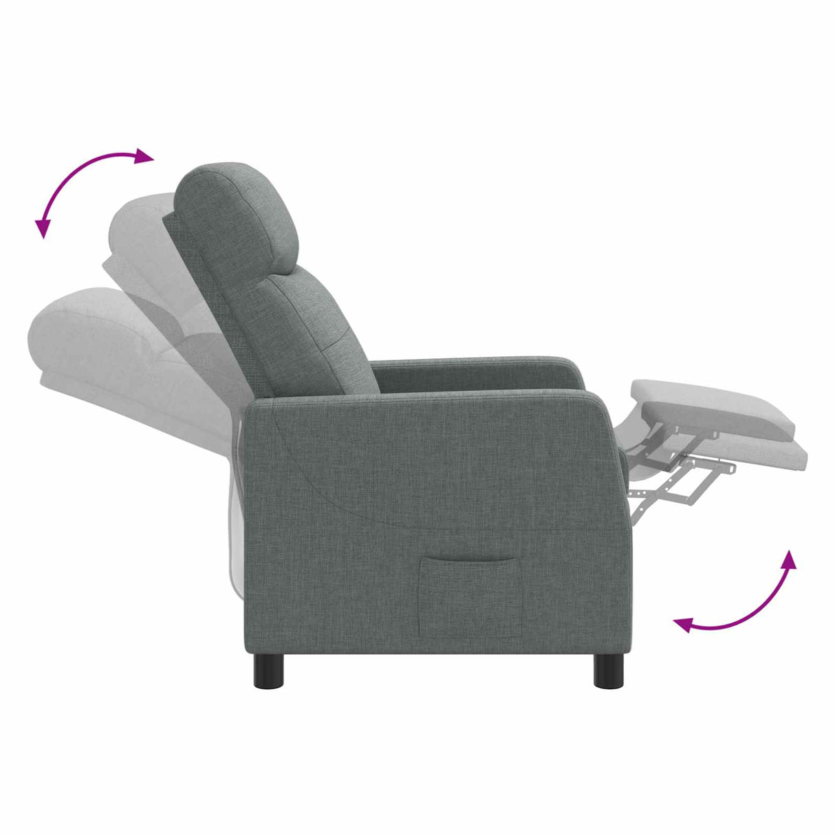 vidaXL Recliner Light Grey Fabric