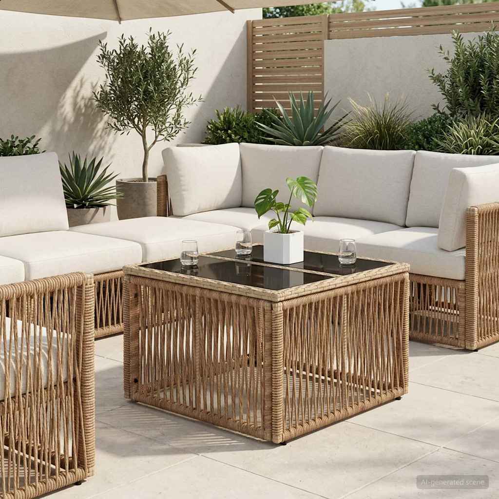 vidaXL Tuin Tafel Zwart 55 x 55 x 37 cm PE Riet en Glas