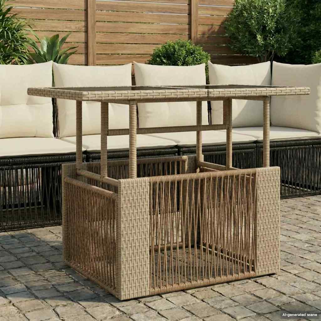 vidaXL Tuin Tafel Zwart 100 x 55 x 37 cm PE Riet en Glas