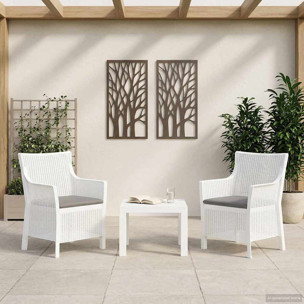 vidaXL Lounge Set with Cushions 3 pcs White PP