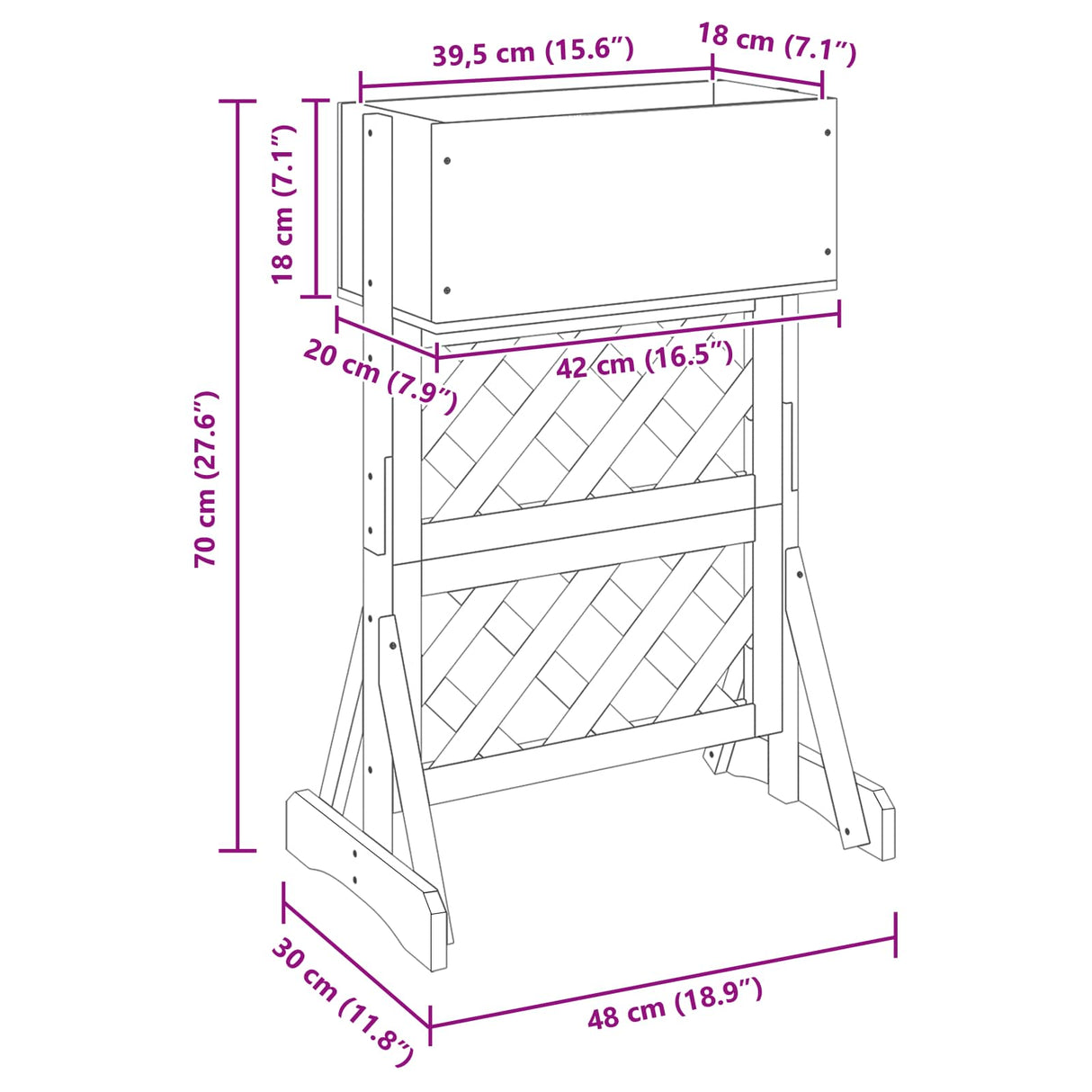 vidaXL Verticale Tuin Trelis Oranje 48 x 30 x 70,5 cm