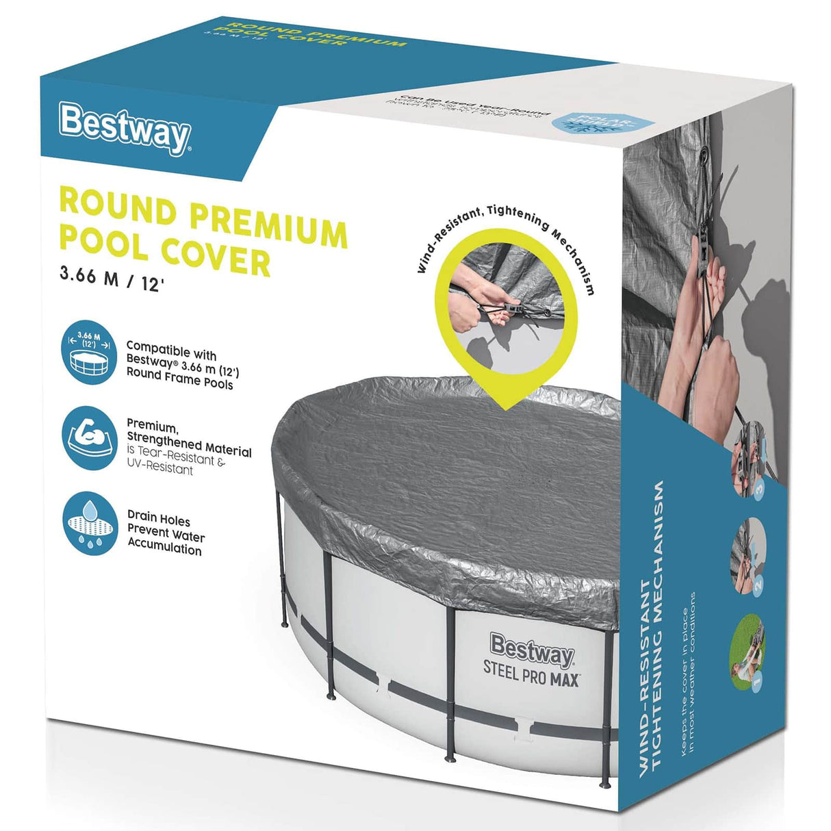 Bestway Zwembadafdekking Ø3,05 m Rond Polyester Grijs