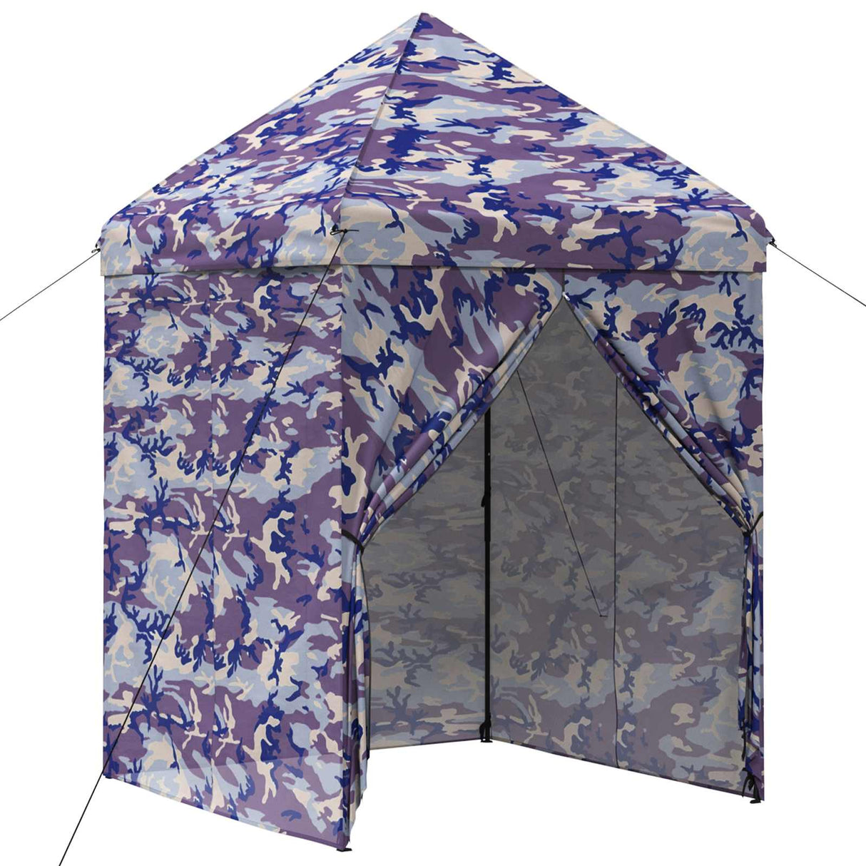 vidaXL Pop-up Gazebo with 4 Side Walls 2 x 2 m Blue Camouflage