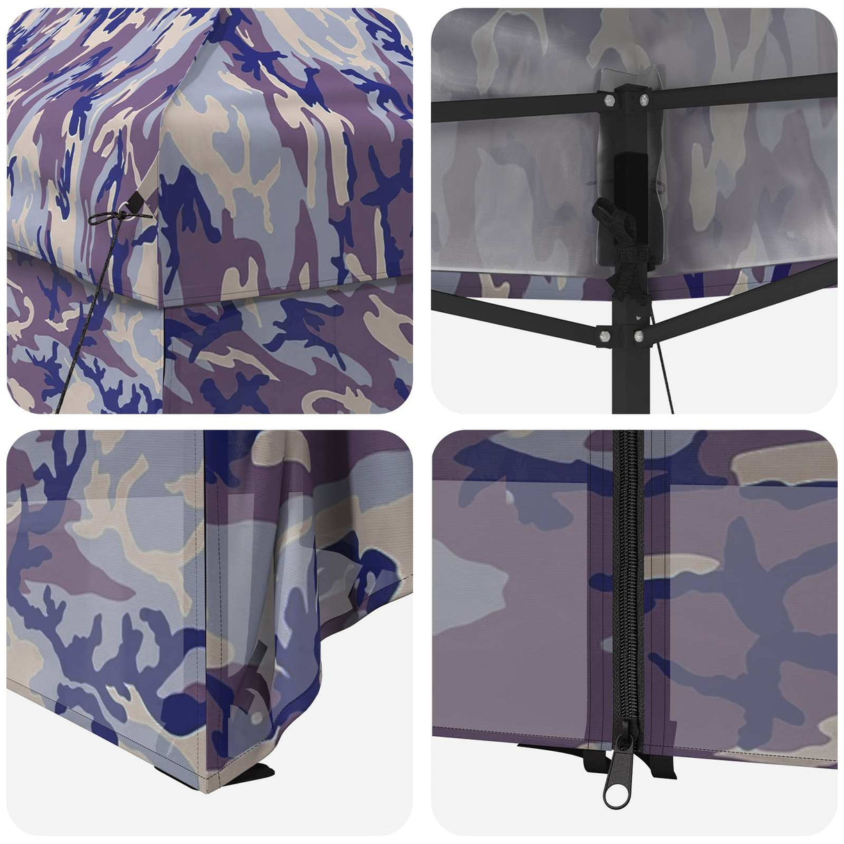 vidaXL Pop-up Gazebo with 4 Side Walls 2 x 2 m Blue Camouflage