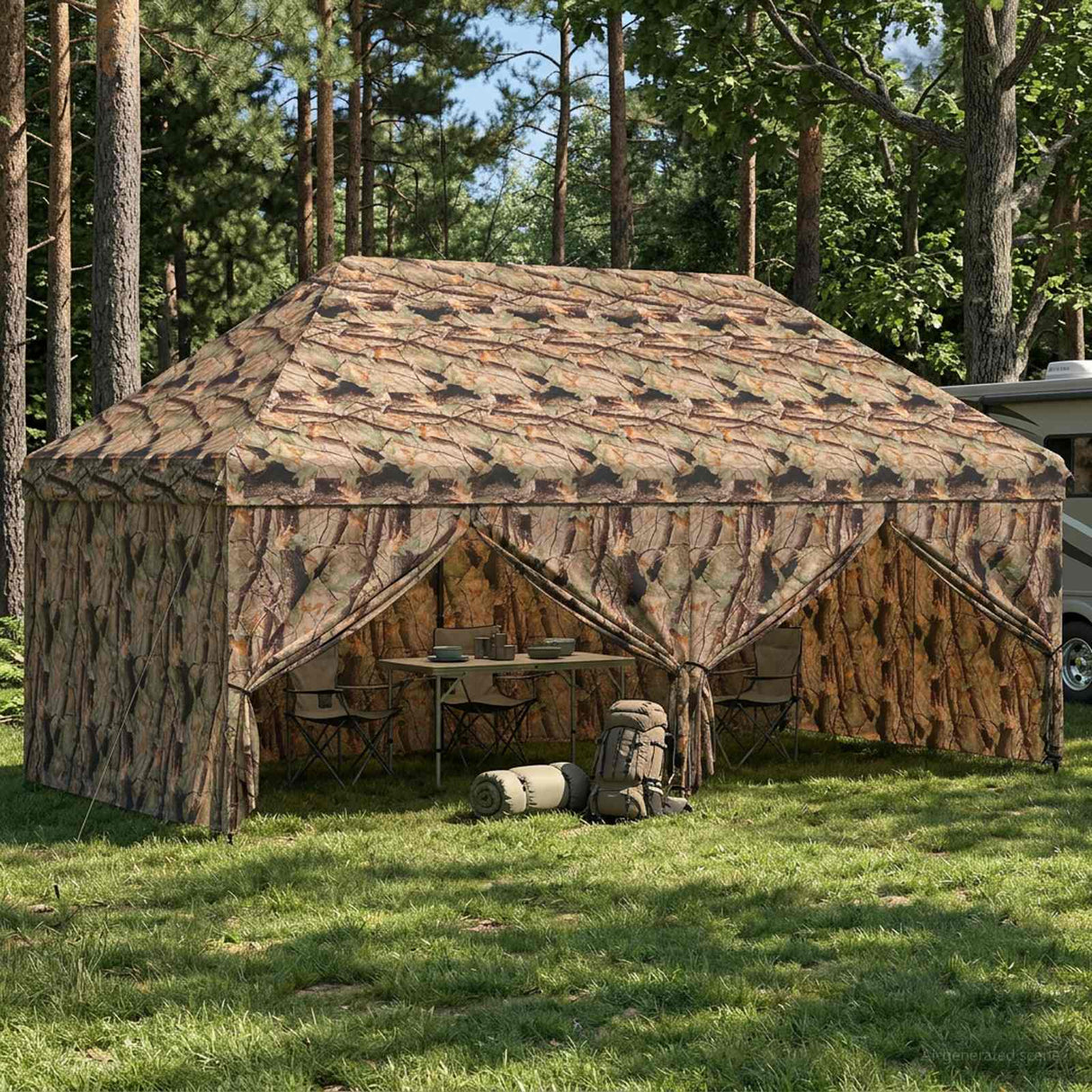 vidaXL Pop-up Gazebo met 4 Zijwanden 2 x 2 m Bos Camouflage