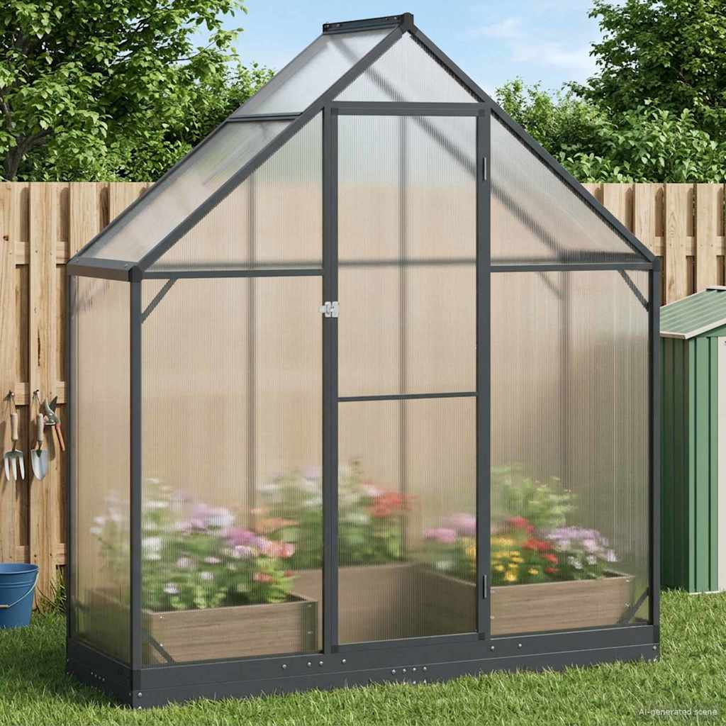 vidaXL Garden Greenhouse with Door Anthracite 183.5 x 183.5 x 207 cm