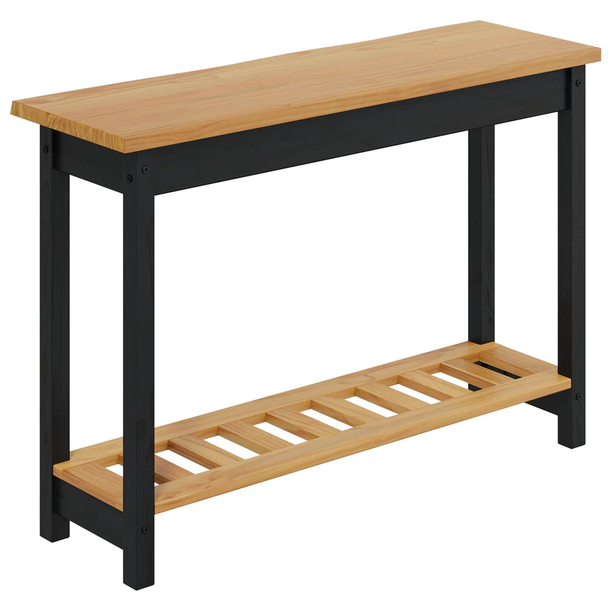 VidaXL Wandtafel EKAI Zwart 112 x 35 x 76 cm Massief grenenhout
