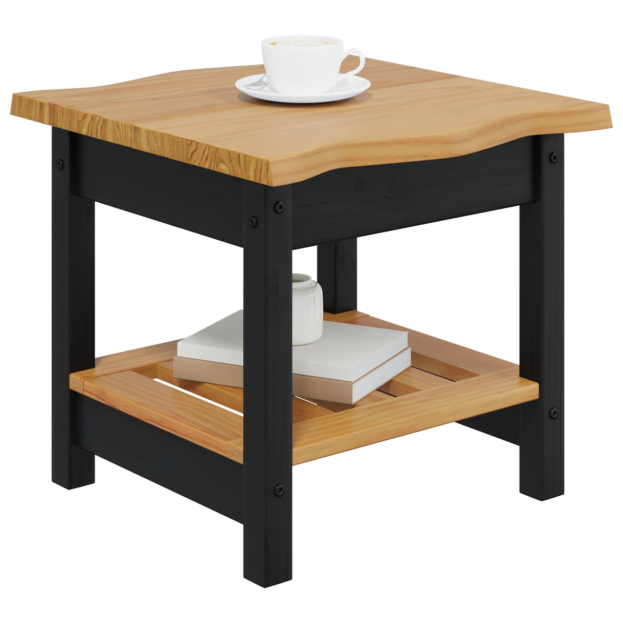 VidaXL Side Table EKAI Black 50 x 50 x 45.5 cm Solid Pine Wood