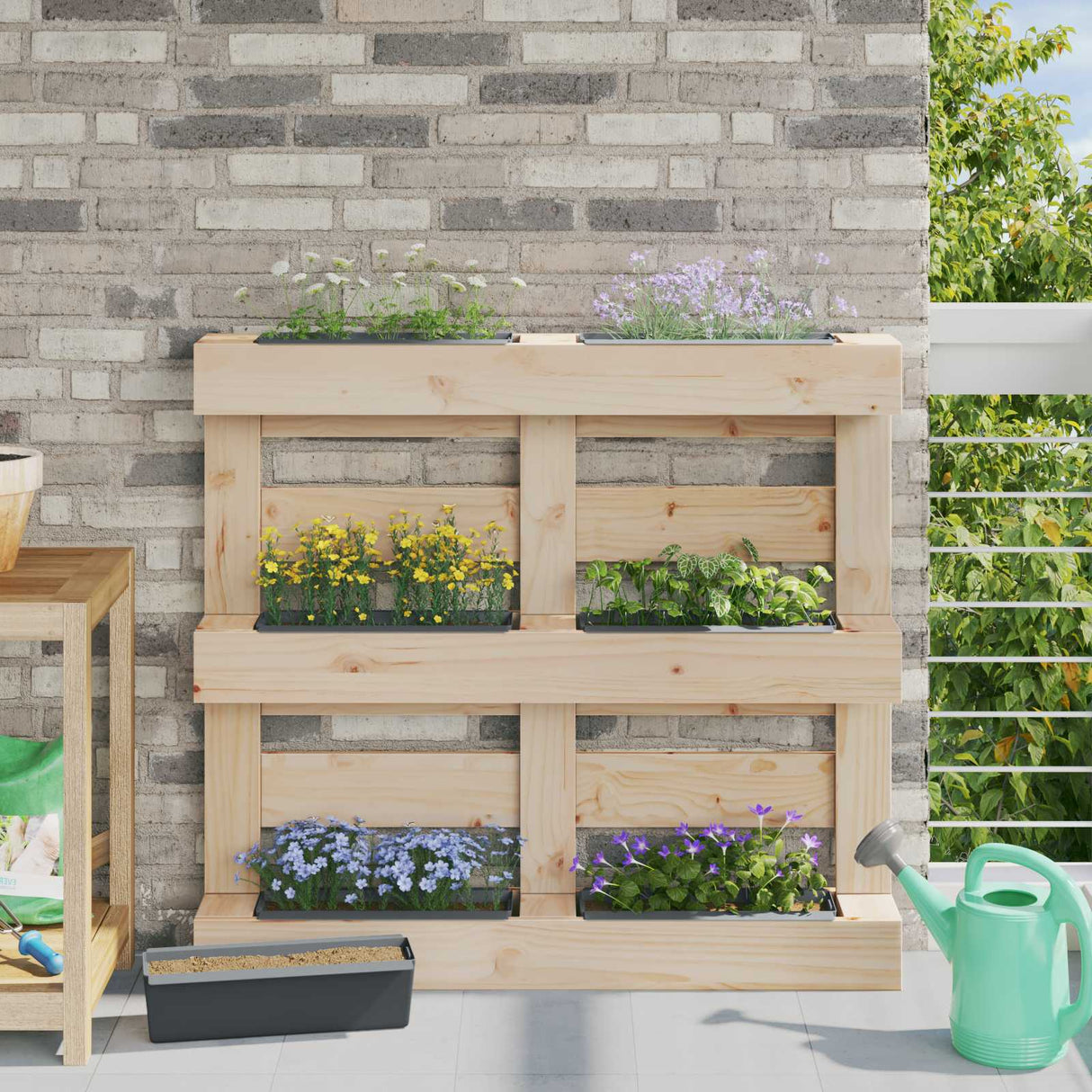 vidaXL Bloembakken voor europallets 12 st 36x13,5x9,5 cm PP grijs