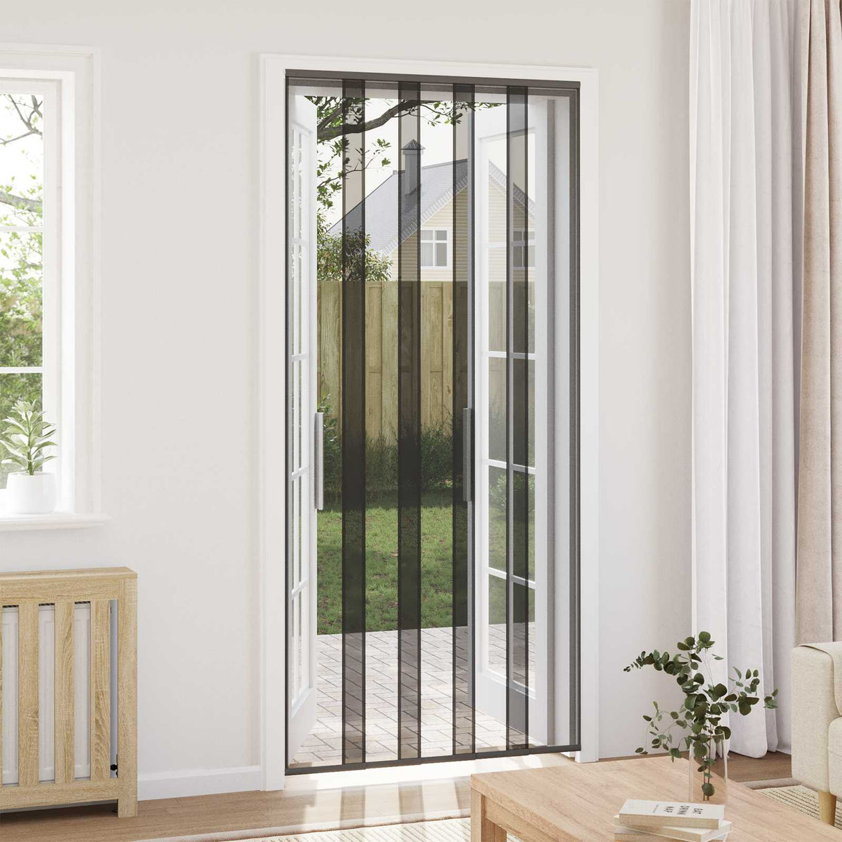 vidaXL Fly Screen Door Curtain 100x220 cm polyester mesh black