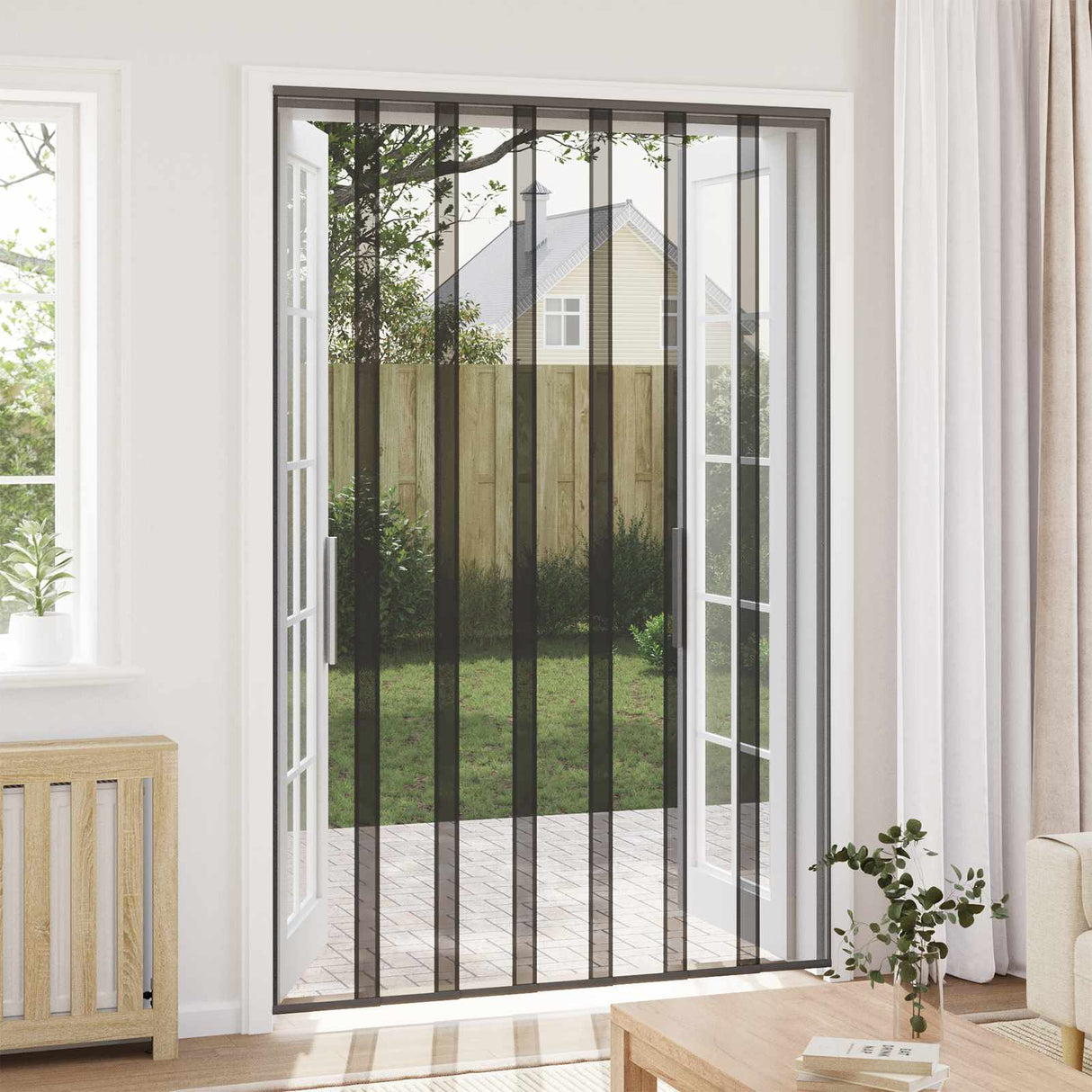vidaXL Fly Screen Door Curtain 100x220 cm polyester mesh black