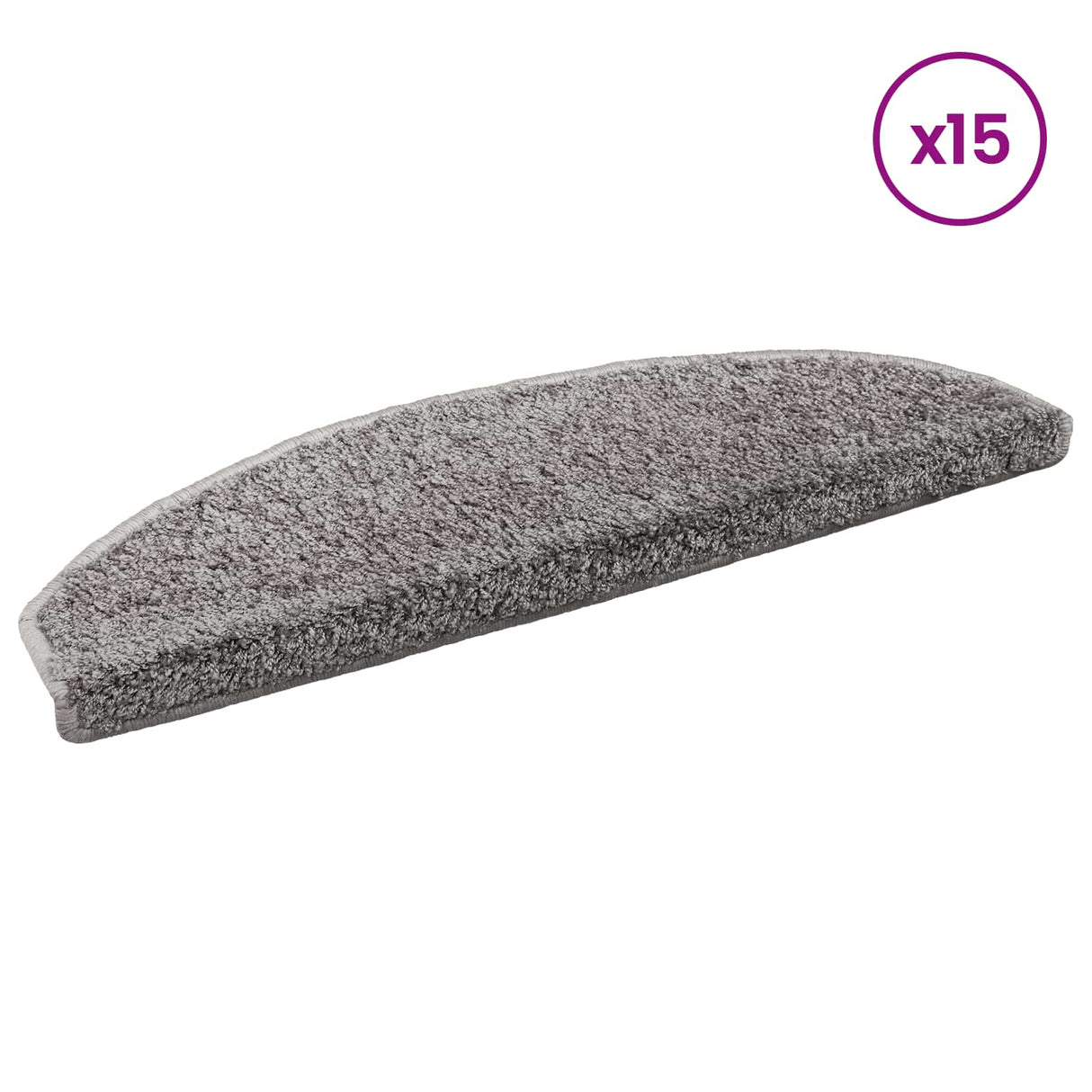 vidaXL Stair Mats 15 pcs 56x17x3 cm Grey Semi-circular