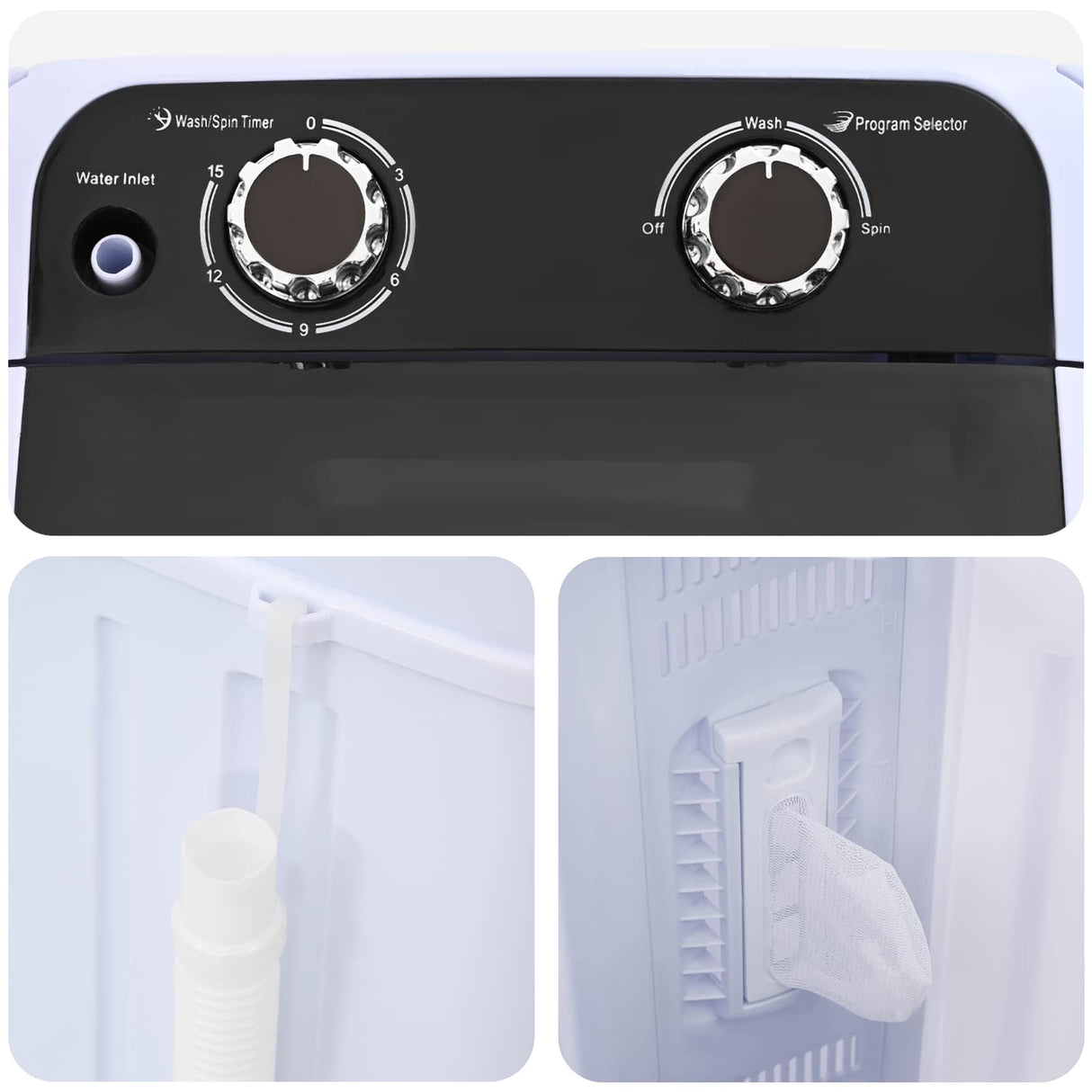 vidaXL Mini wasmachine met één tub 4,6 kg Blauw en Wit