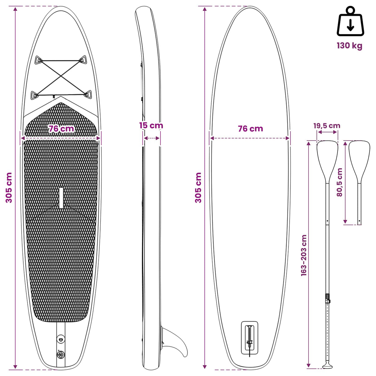 vidaXL SUP Board with Seat 2-in-1 POSEIDON 305 x 76 x 15 cm Green for