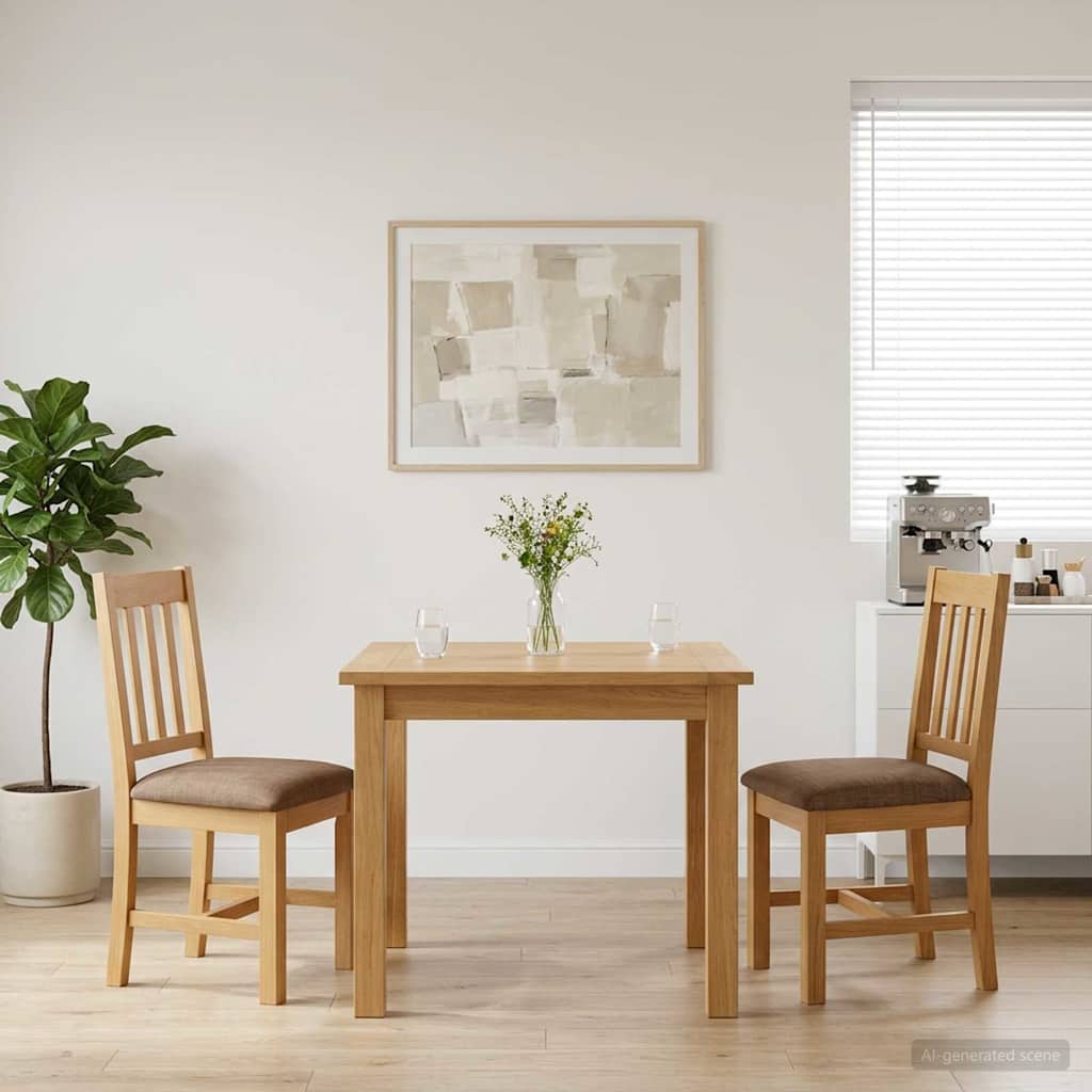 vidaXL Dining Chair VENLO 2 pcs Solid Oak Wood 45 x 53 x 92 cm